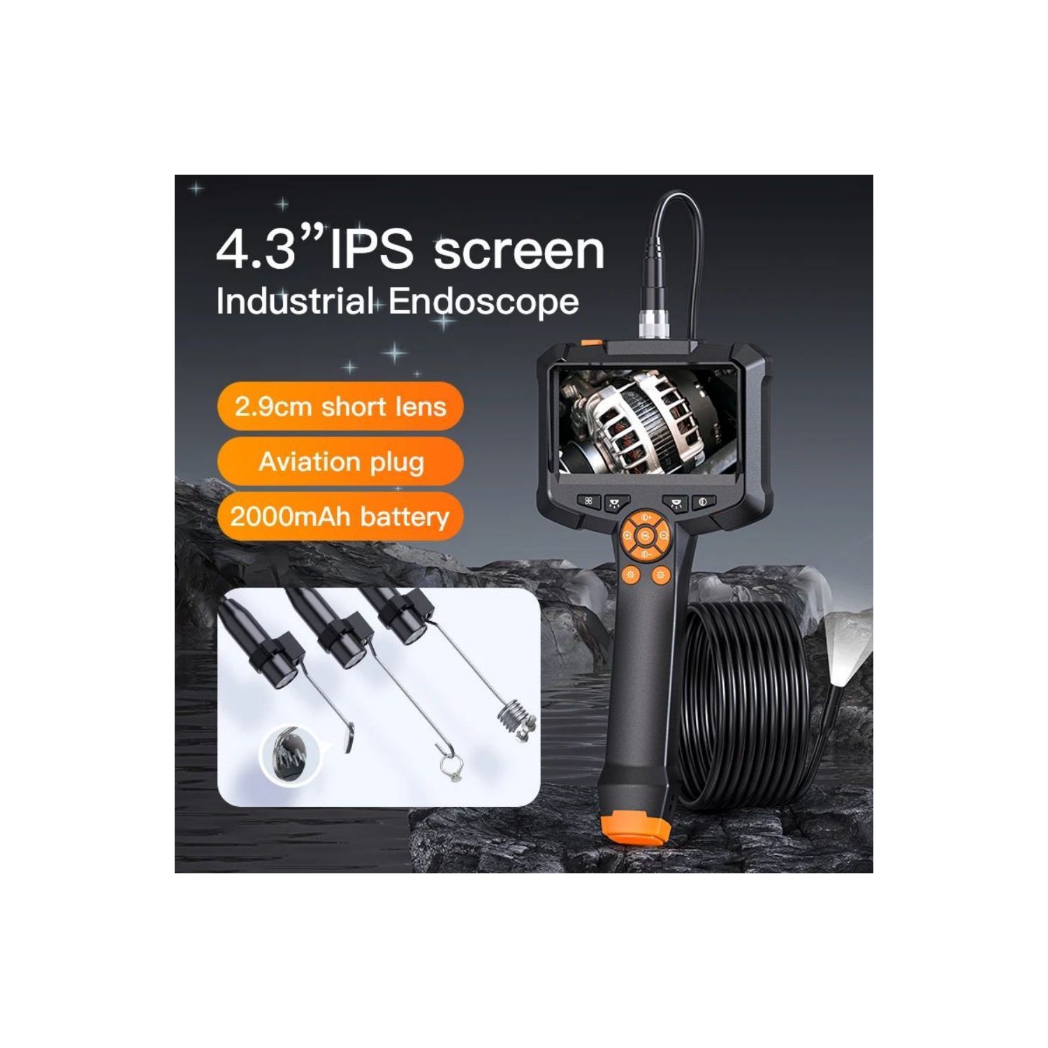 Caméra d'inspection de l'endoscope axGear écran de 4,3 pouces étanche de calibre industriel 33ft Snake