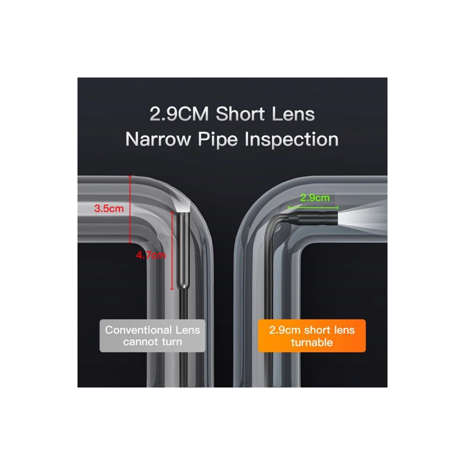 Caméra d'inspection de l'endoscope axGear écran de 4,3 pouces étanche de calibre industriel 33ft Snake