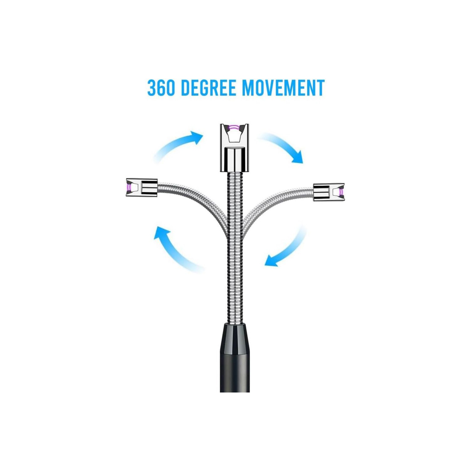 Allume-chandelle électrique rechargeable USB et résistant au vent d'axGear, BBQ, long cou arqué