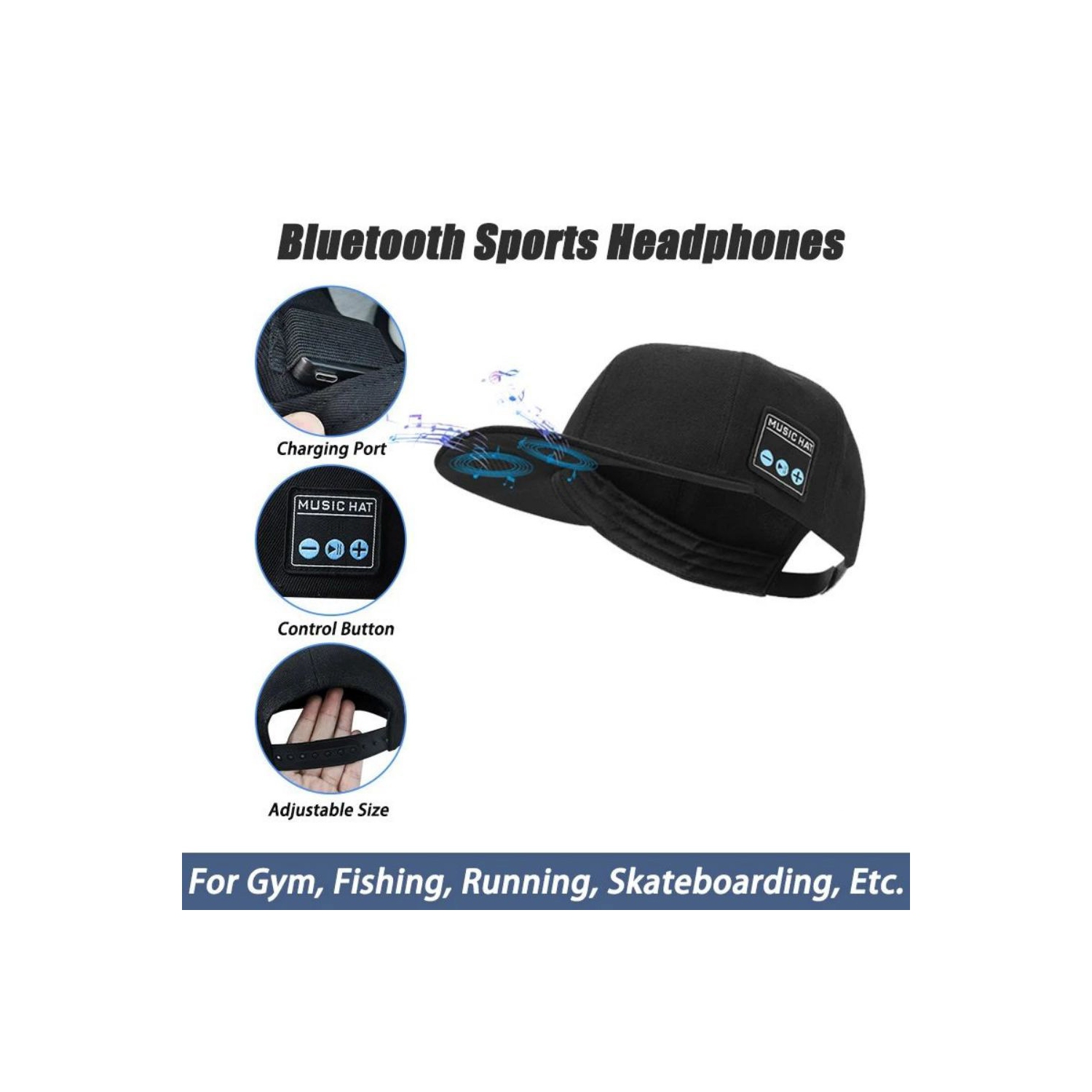 axGear Wireless Bluetooth Music Hat Headset Headphone Speaker Mic For Outdoor Sport