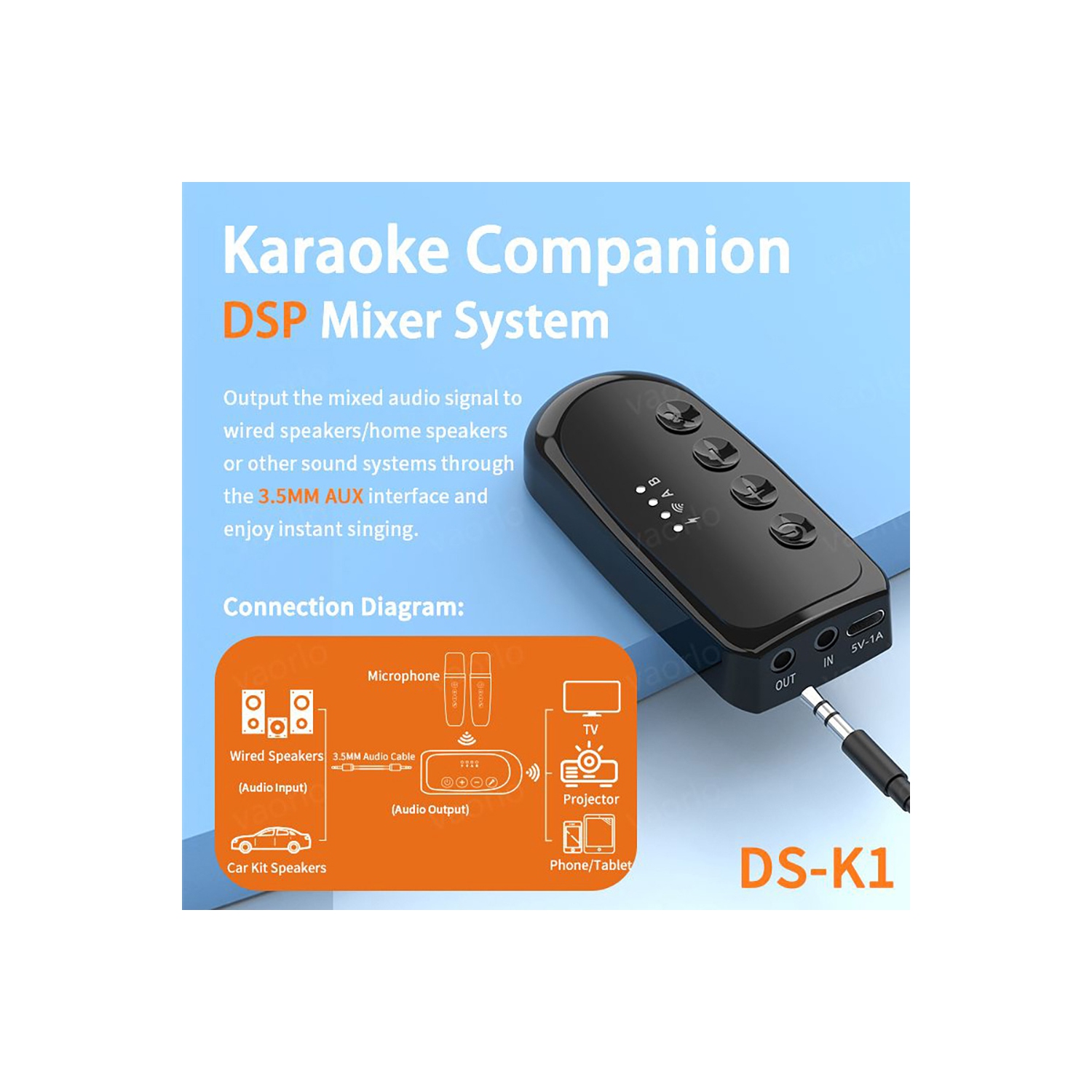 Amplificateur mélangeur DSP KTV Bluetooth Mic Companion d'axGear pour karaoké sans fil