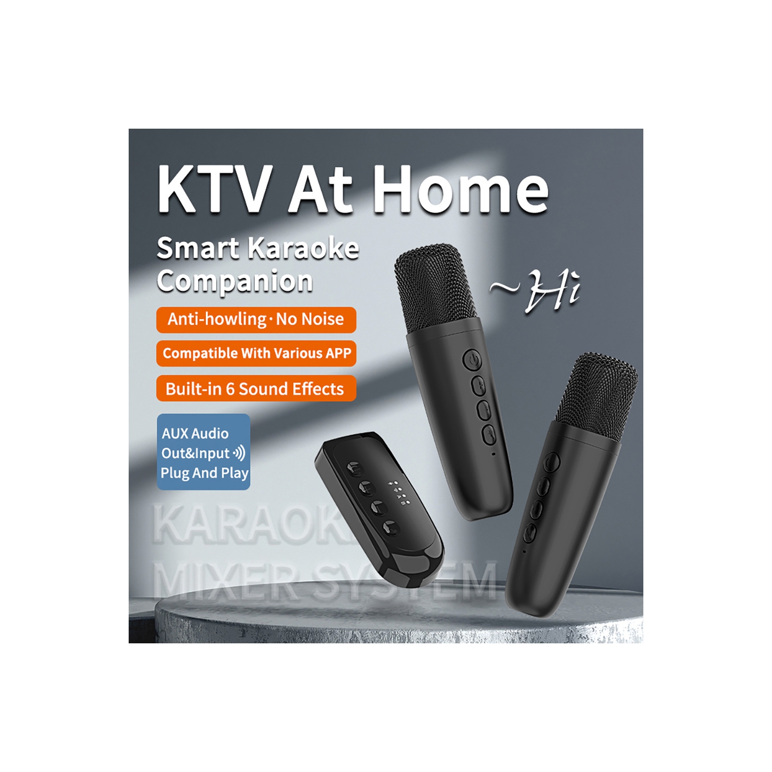 Amplificateur mélangeur DSP KTV Bluetooth Mic Companion d'axGear pour karaoké sans fil