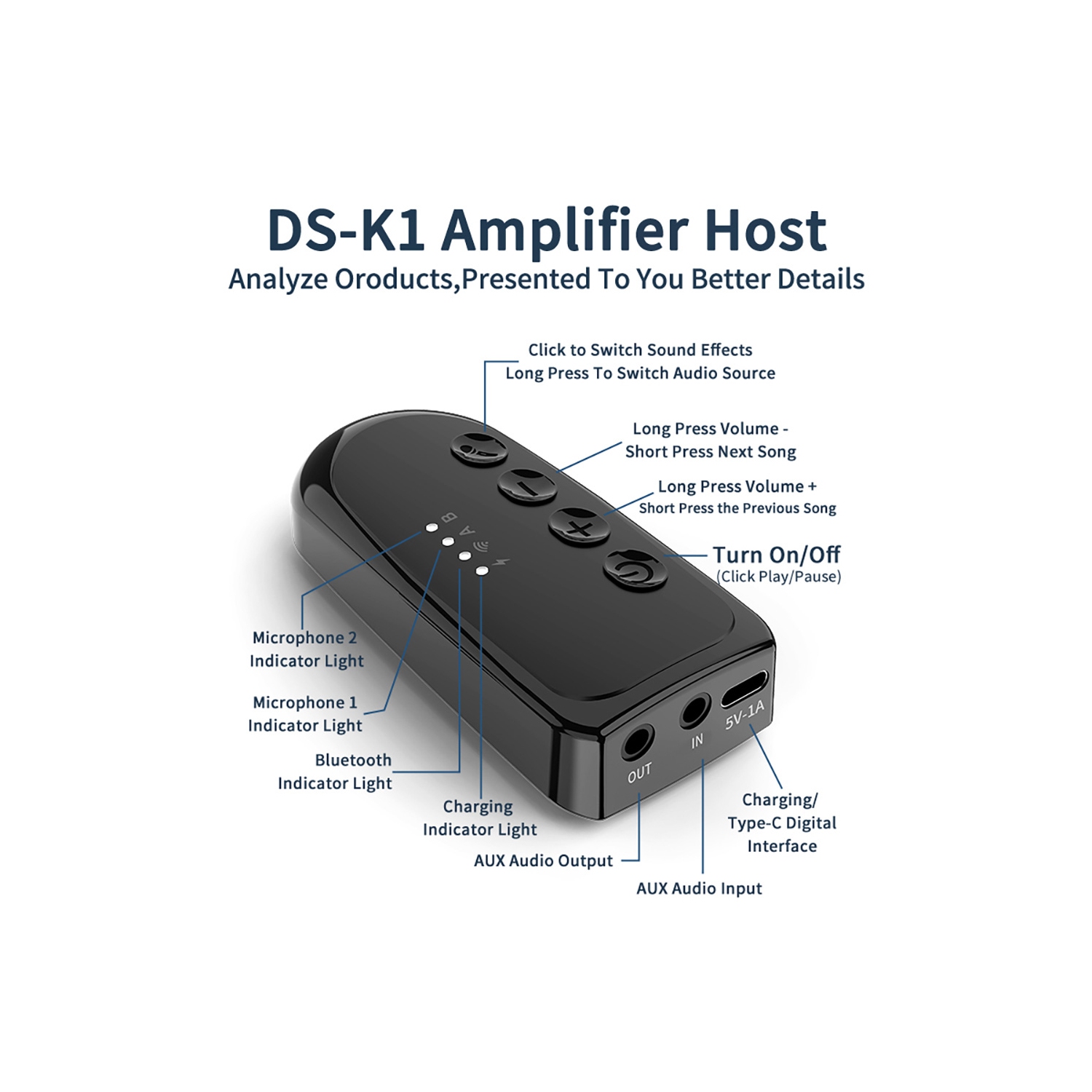 Amplificateur mélangeur DSP KTV Bluetooth Mic Companion d'axGear pour karaoké sans fil