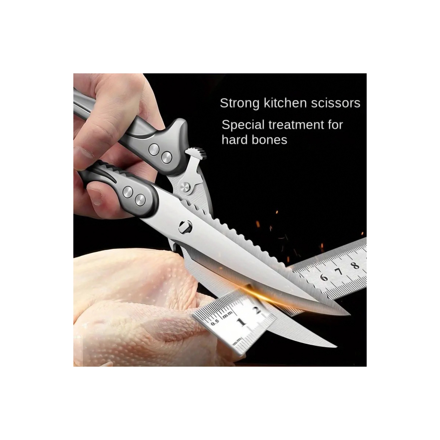 Ciseaux de cuisine robustes ciseaux de cuisine à coupe multifonction en acier inoxydable ultra-nette d'axGear