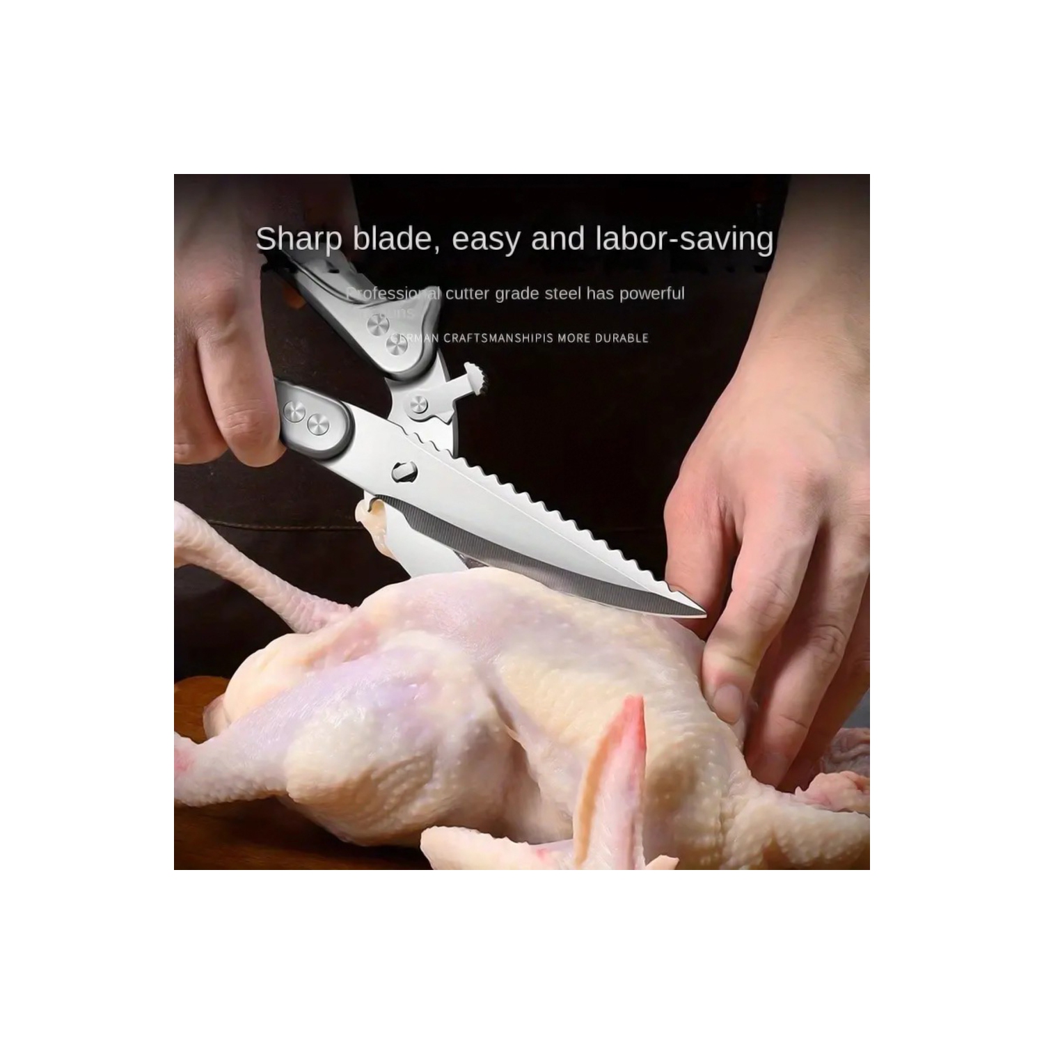 Ciseaux de cuisine robustes ciseaux de cuisine à coupe multifonction en acier inoxydable ultra-nette d'axGear