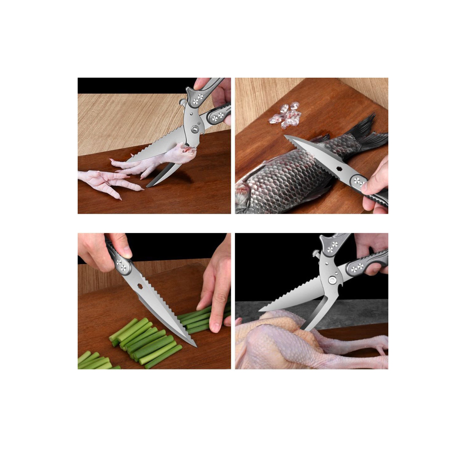 Ciseaux de cuisine robustes ciseaux de cuisine à coupe multifonction en acier inoxydable ultra-nette d'axGear