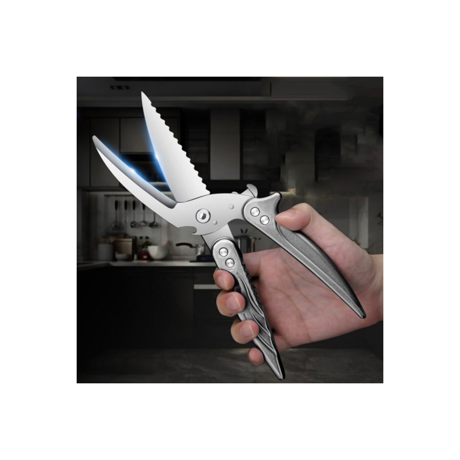 Ciseaux de cuisine robustes ciseaux de cuisine à coupe multifonction en acier inoxydable ultra-nette d'axGear