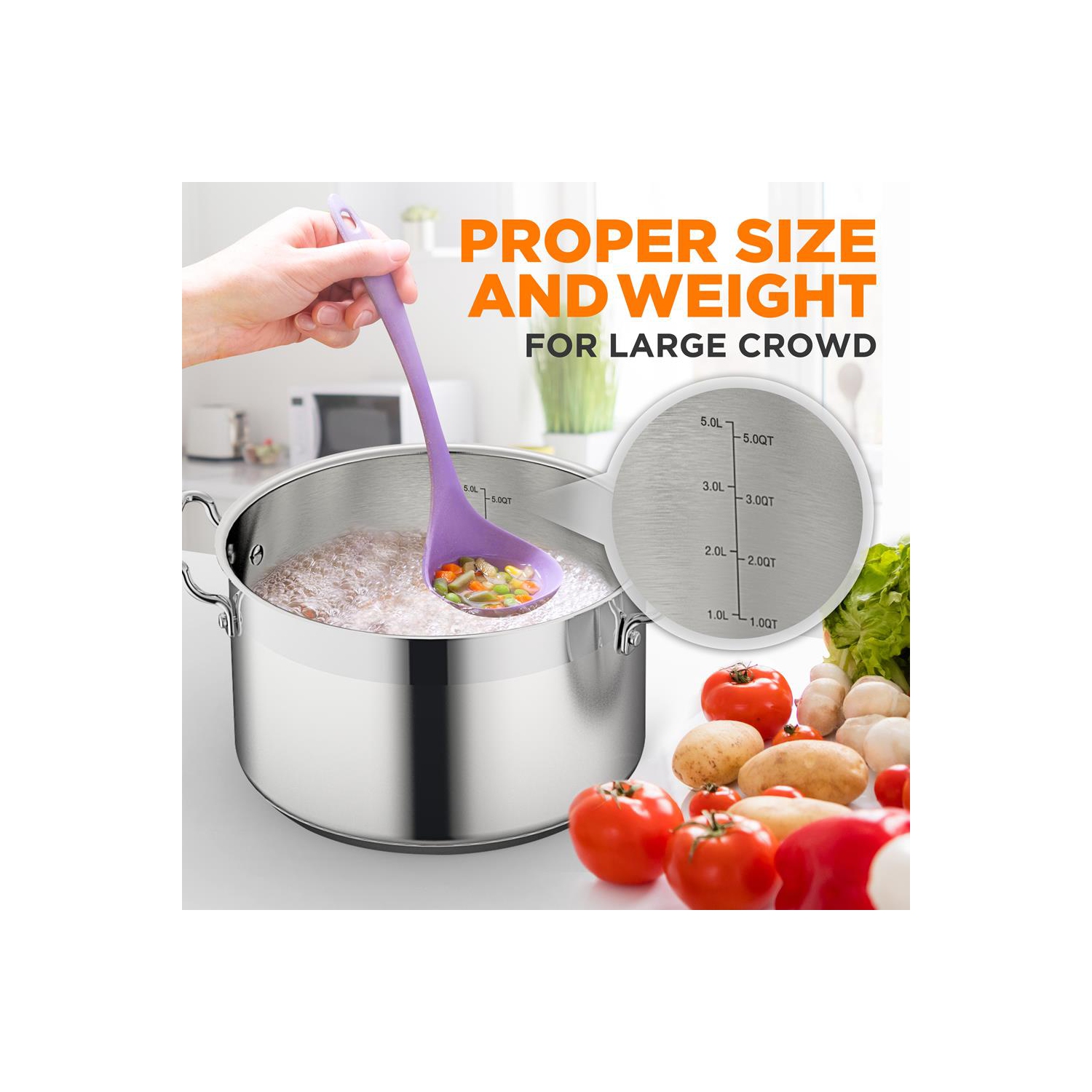 Stainless Steel Cookware Stock Pot - 5 Quart, Heavy Duty Induction Pot, Soup Pot With Stainless Steel Lid