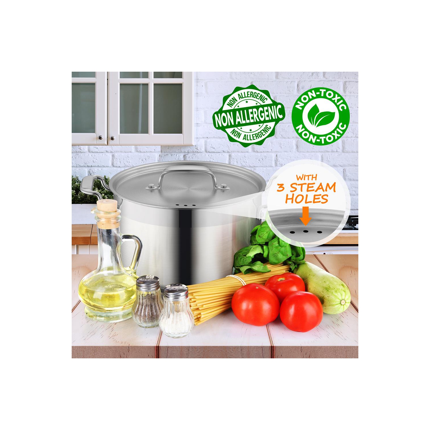 Stainless Steel Cookware Stock Pot - 5 Quart, Heavy Duty Induction Pot, Soup Pot With Stainless Steel Lid