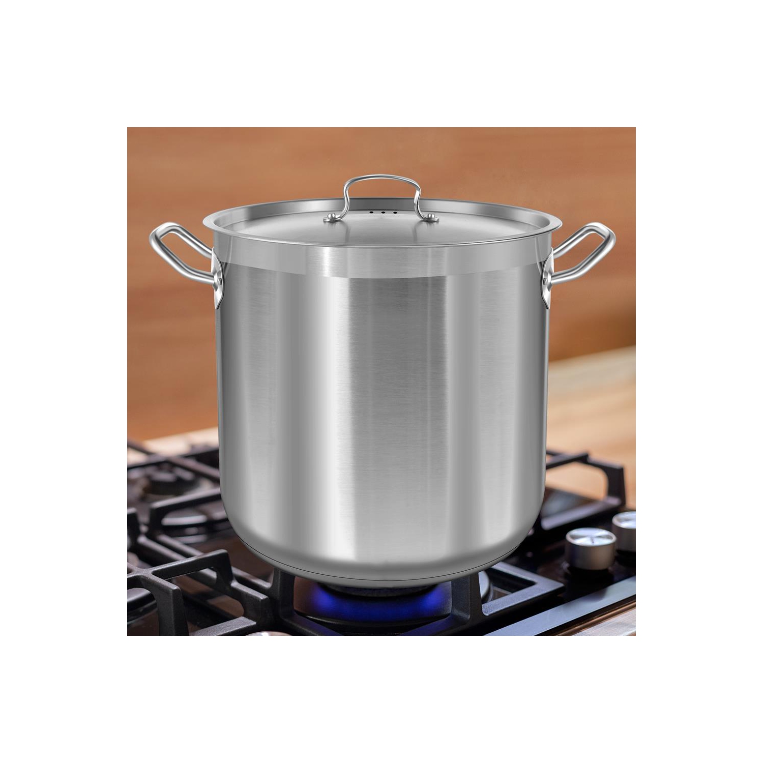 Marmite en acier inoxydable - 40 pintes, récipient à induction robuste, marmite à soupe avec couvercle en acier inoxydable