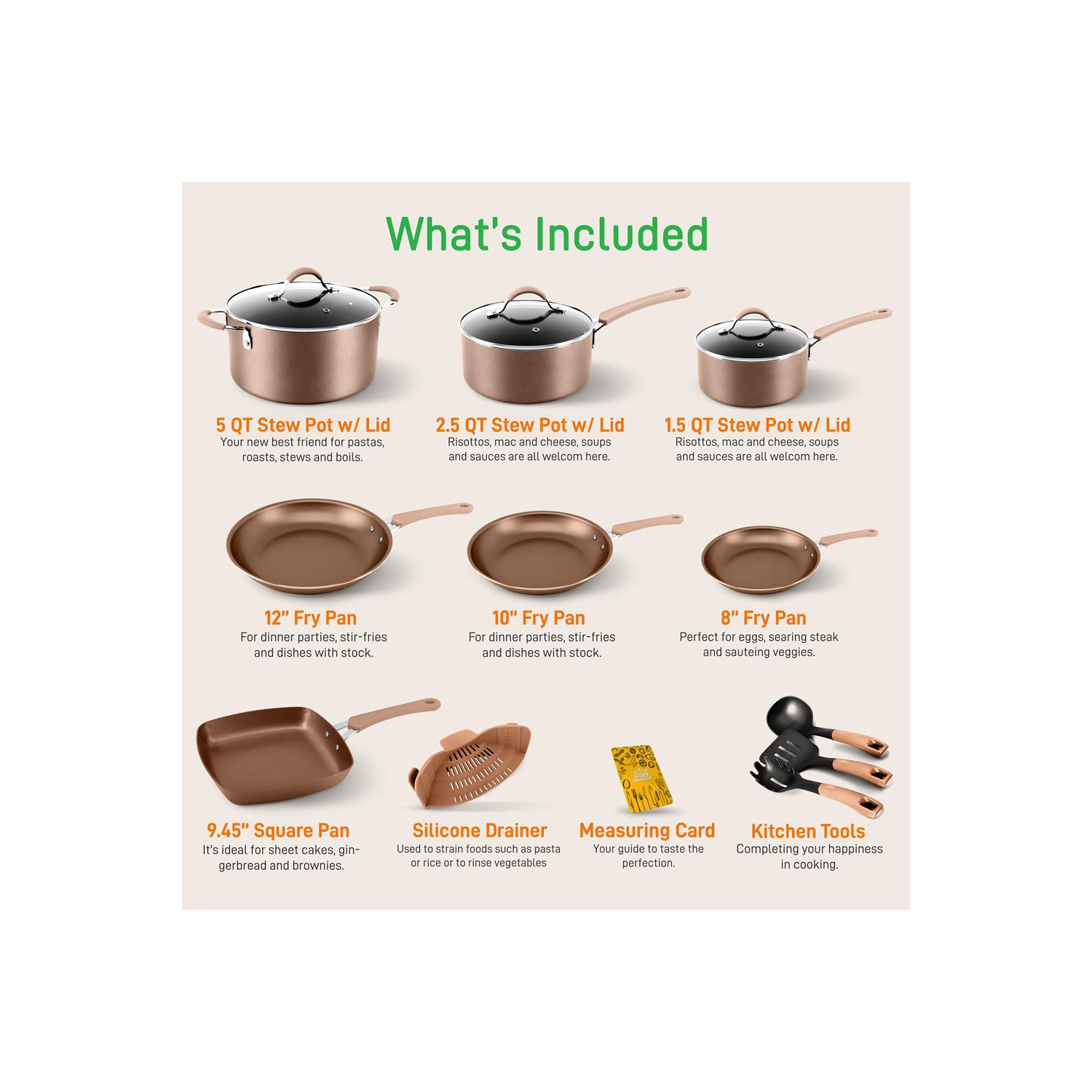 Kitchenware Pots & Pans Set – High qualified Basic Kitchen Cookware Set, Non-Stick
