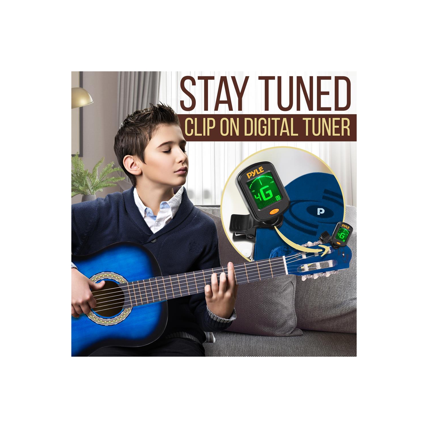 36'' -Inch 6-String Classic Guitar - 3/4 Size Scale Guitar with Digital Tuner & Accessory Kit,