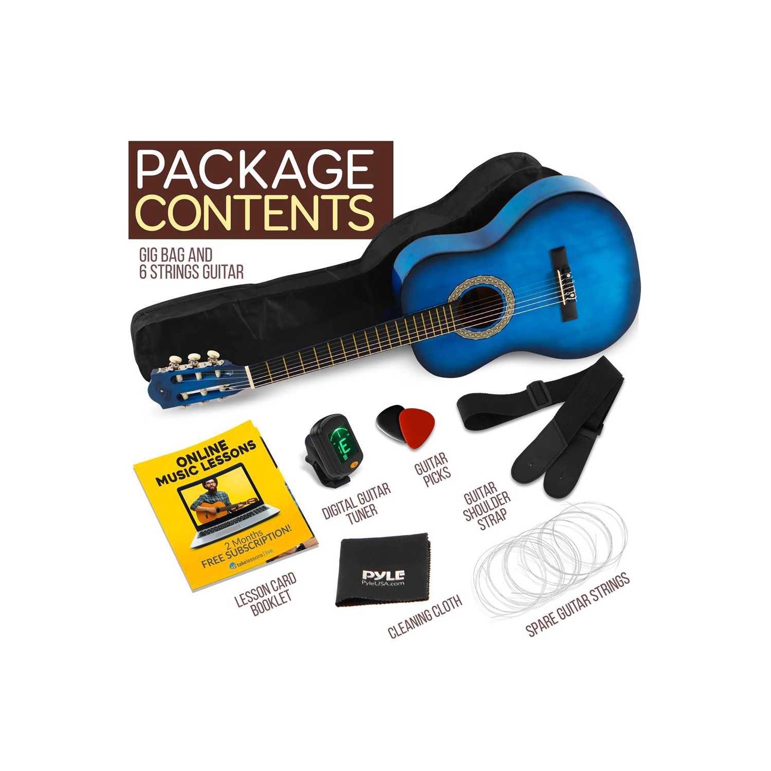 36'' -Inch 6-String Classic Guitar - 3/4 Size Scale Guitar with Digital Tuner & Accessory Kit,