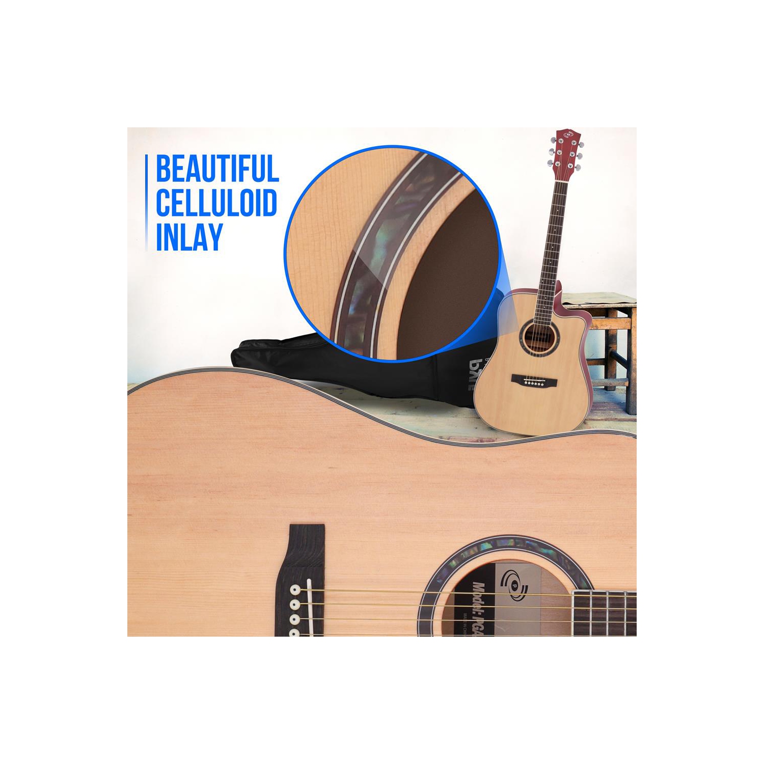 Beginners 6-String Acoustic Guitar - 41" Cutaway Body with Accessory Kit