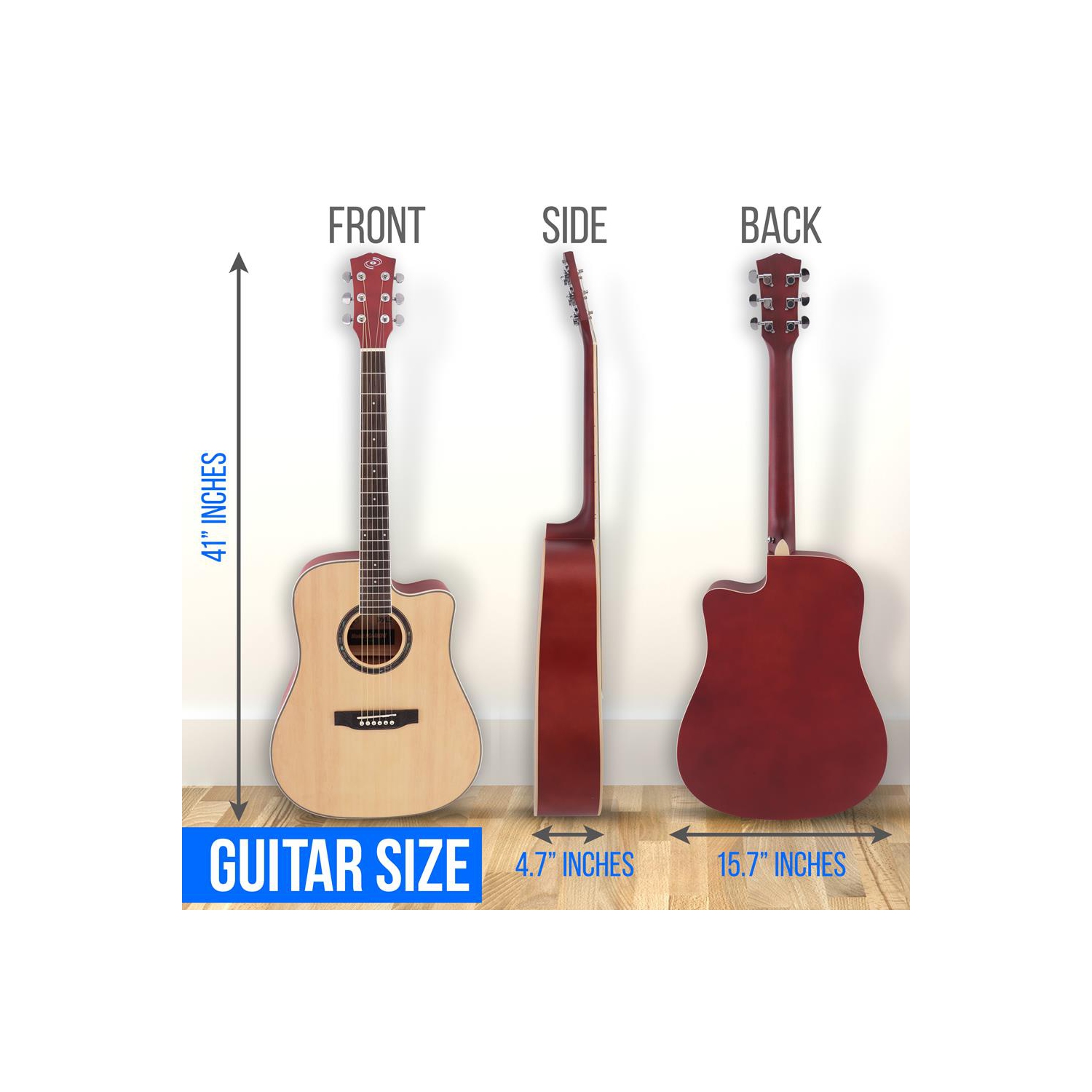 Beginners 6-String Acoustic Guitar - 41" Cutaway Body with Accessory Kit