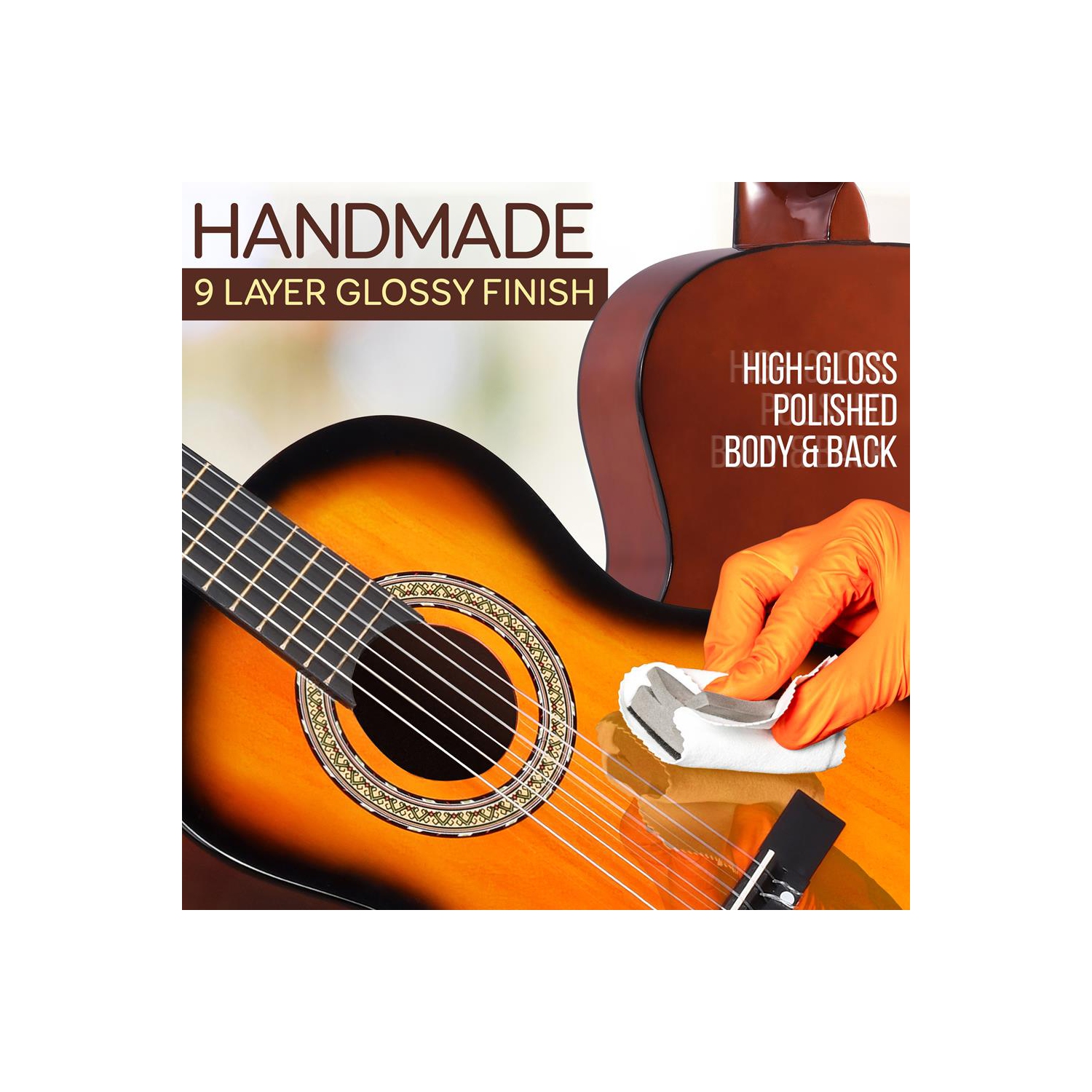 36'' -Inch 6-String Classic Guitar - 3/4 Size Scale Guitar with Digital Tuner & Accessory Kit,