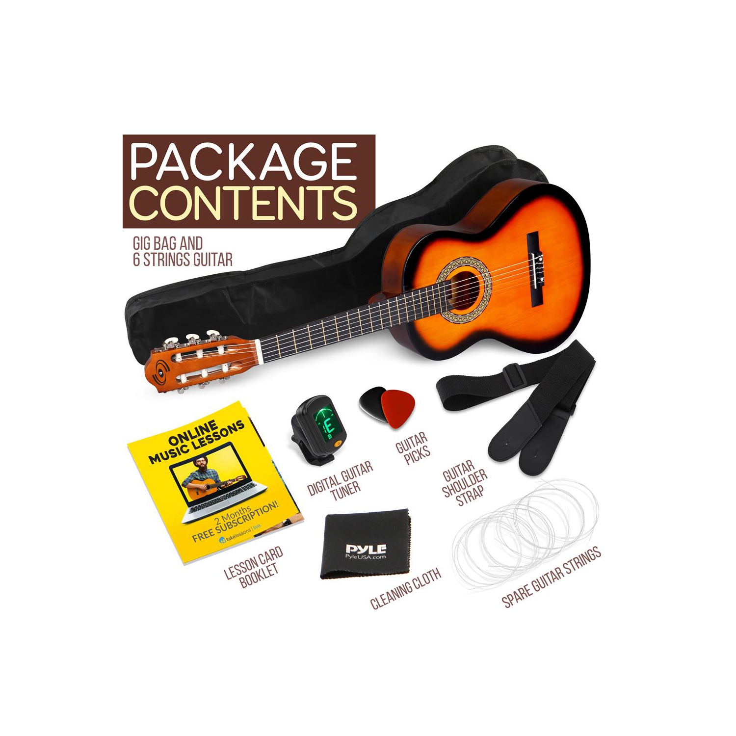 36'' -Inch 6-String Classic Guitar - 3/4 Size Scale Guitar with Digital Tuner & Accessory Kit,
