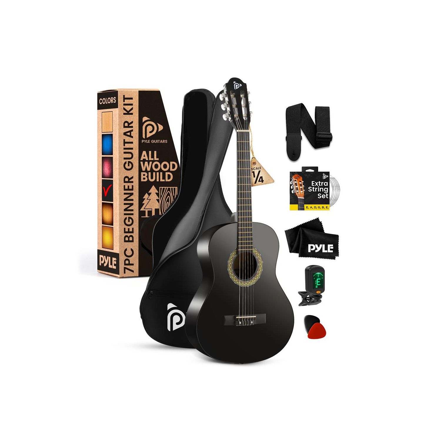 6-String Classic Nylon String Guitar, 30’’ Acoustic Junior Scale with Digital Tuner and Accessory Kit