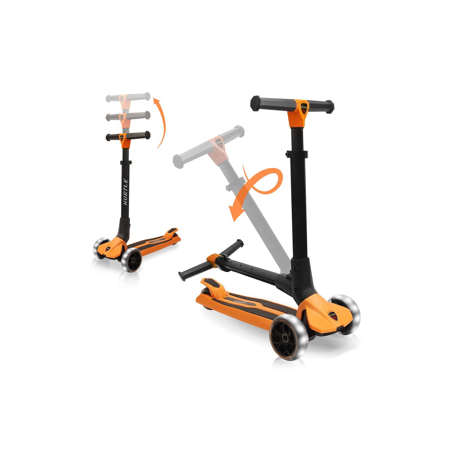 3-Wheel Foldable Kids Scooter - Child Toy Scooter with Built-in LED Wheel Lights, Easy Maneuvering Lean-to-Steer Technology