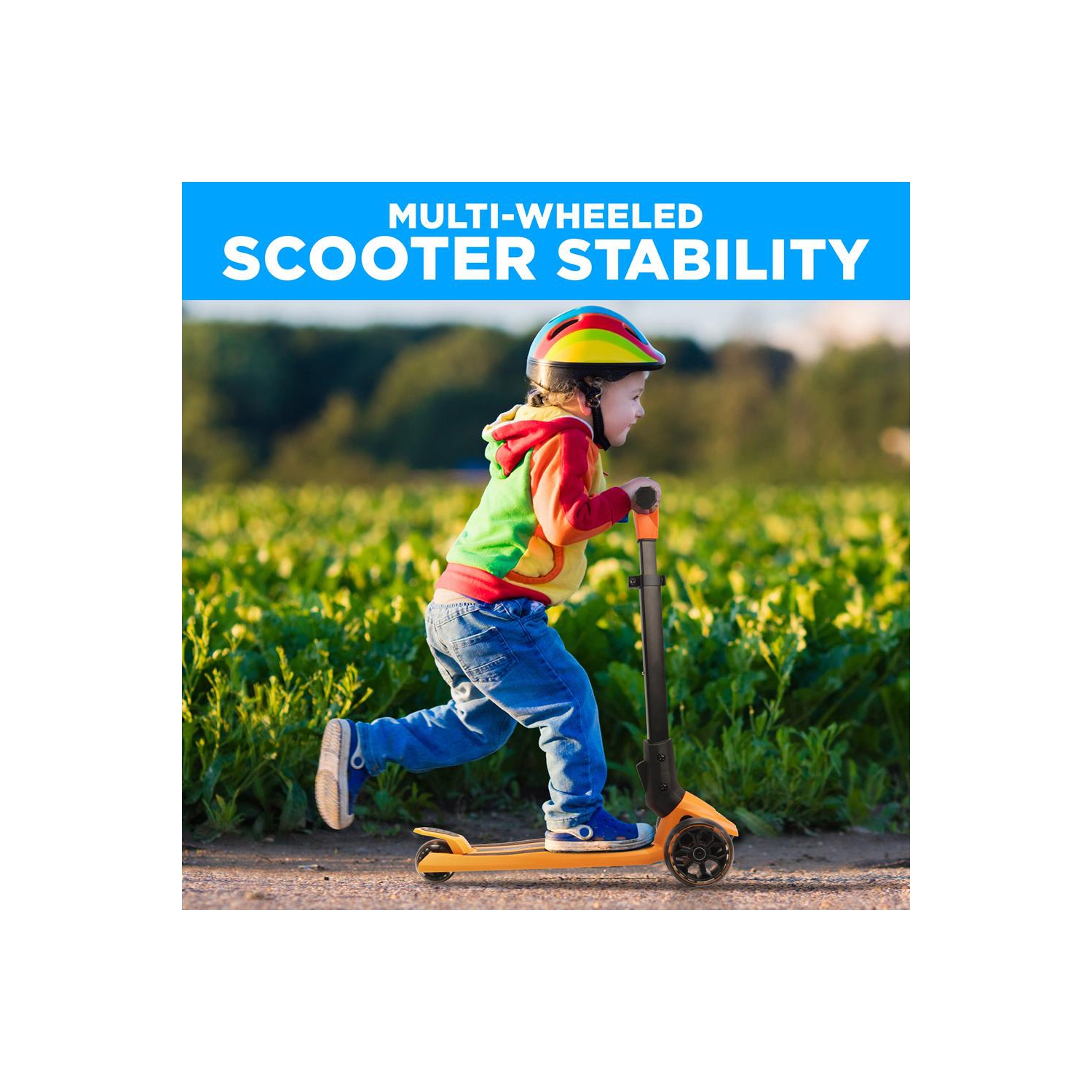 3-Wheel Foldable Kids Scooter - Child Toy Scooter with Built-in LED Wheel Lights, Easy Maneuvering Lean-to-Steer Technology