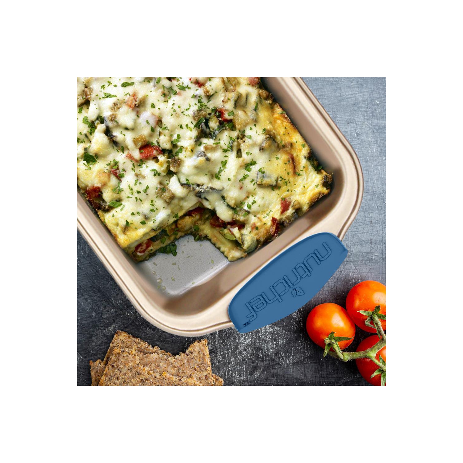 Kitchen Oven Baking Pans - Deluxe Nonstick Gold Coating Inside & Outside Carbon Steel Bakeware Set With Blue Silicone Handles