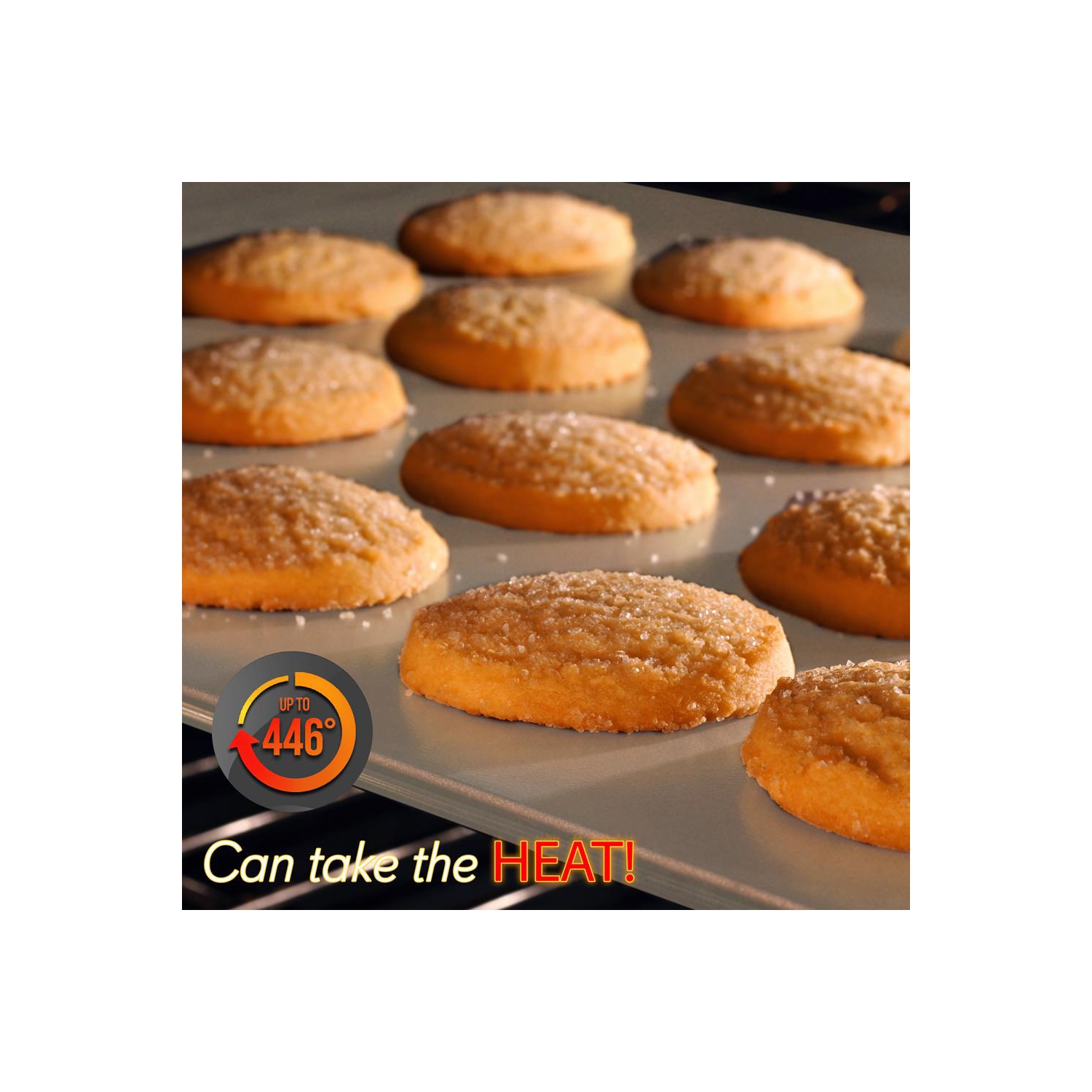 Kitchen Oven Baking Pans - Deluxe Nonstick Gold Coating Inside & Outside Carbon Steel Bakeware Set With Blue Silicone Handles