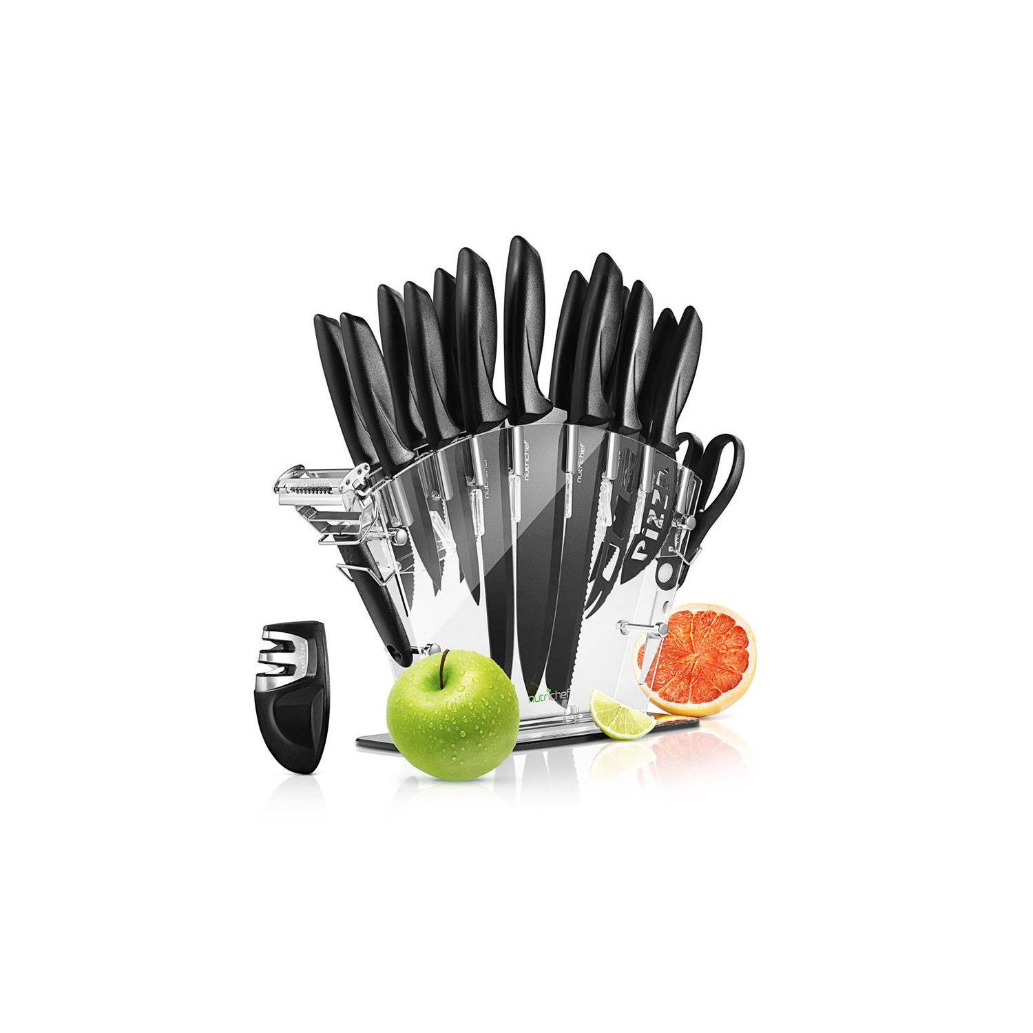 17-Piece Kitchen Precision Knives Set - Versatile Stainless Steel Knife Set with Blockstand , Ideal for Cutting, Slicing, Chopping, and Dicing