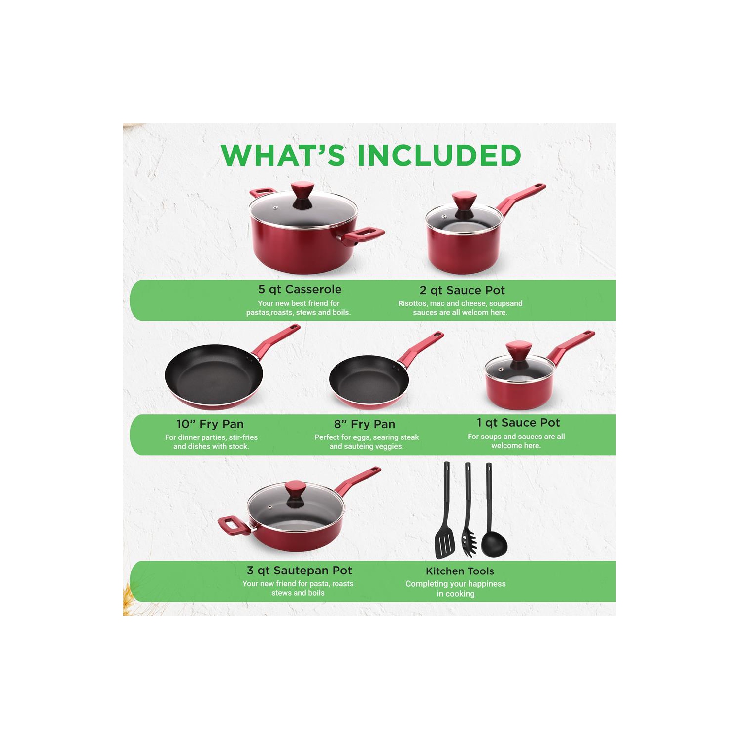 Kitchenware Pots & Pans - Stylish Kitchen Cookware Set, Non-Stick