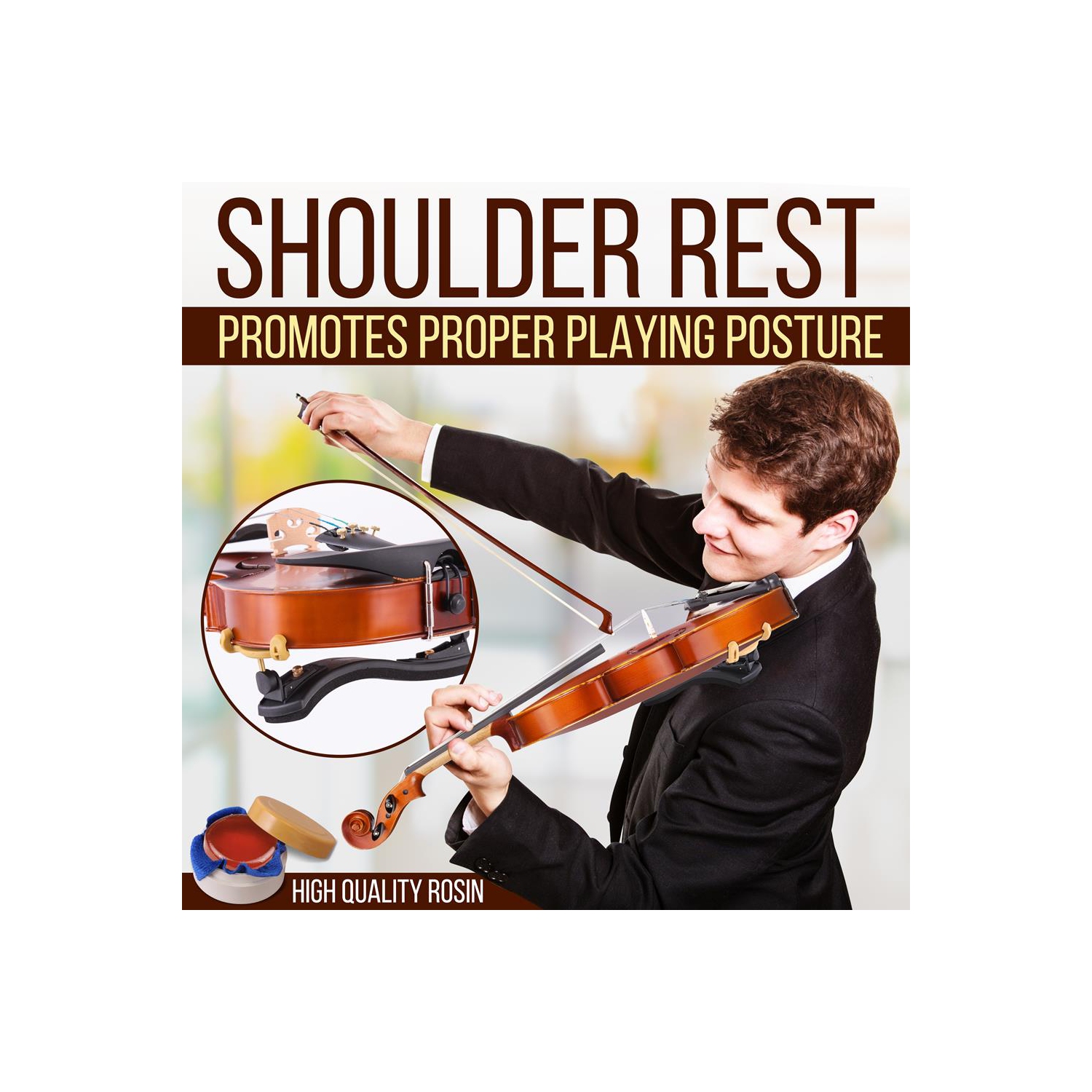 Instrument à cordes avec violon en bois massif – violon de qualité étudiant avec trousse d’accessoires incluse