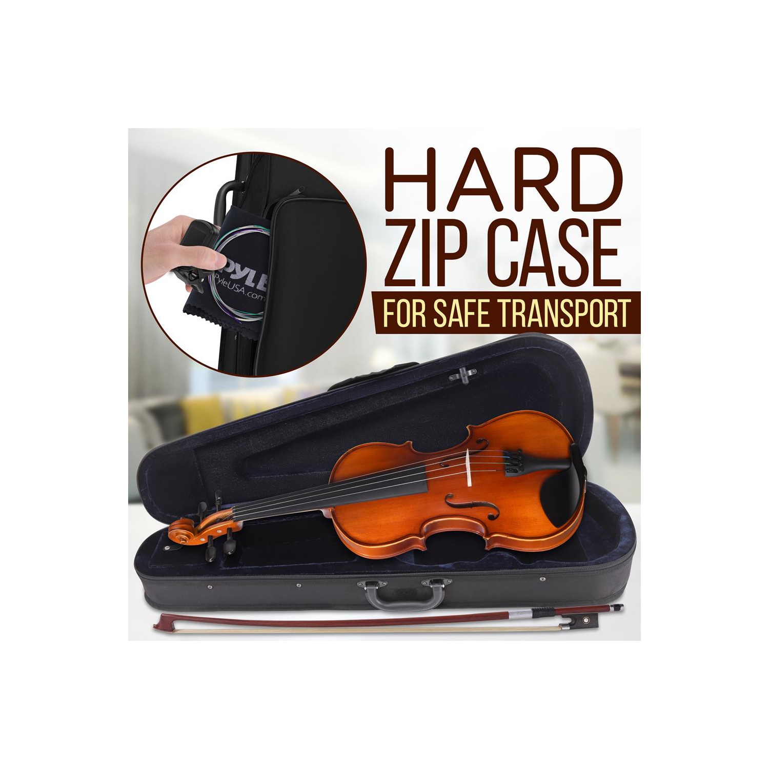 Instrument à cordes avec violon en bois massif – violon de qualité étudiant avec trousse d’accessoires incluse