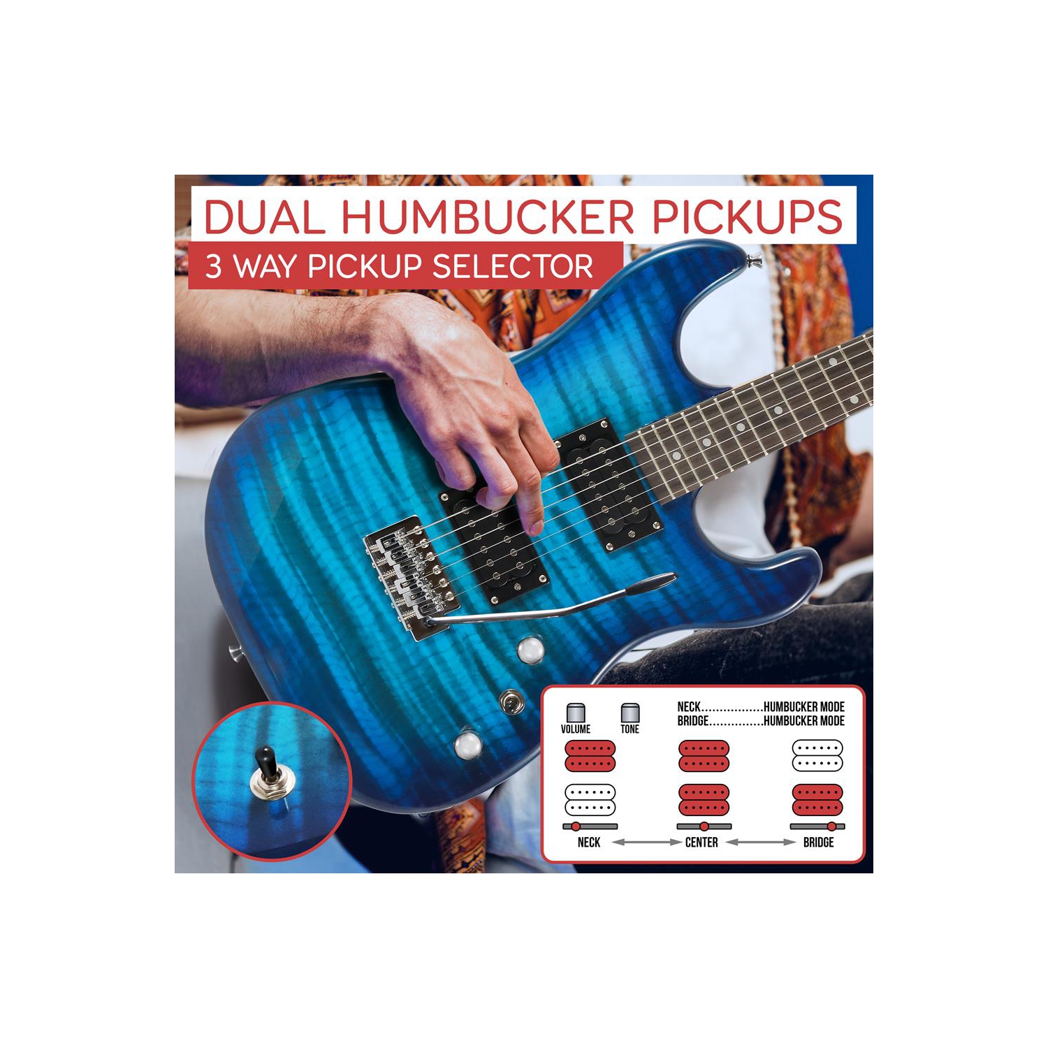 Ensemble guitare électrique à 6 cordes comprenant un amplificateur et une trousse d'accessoires