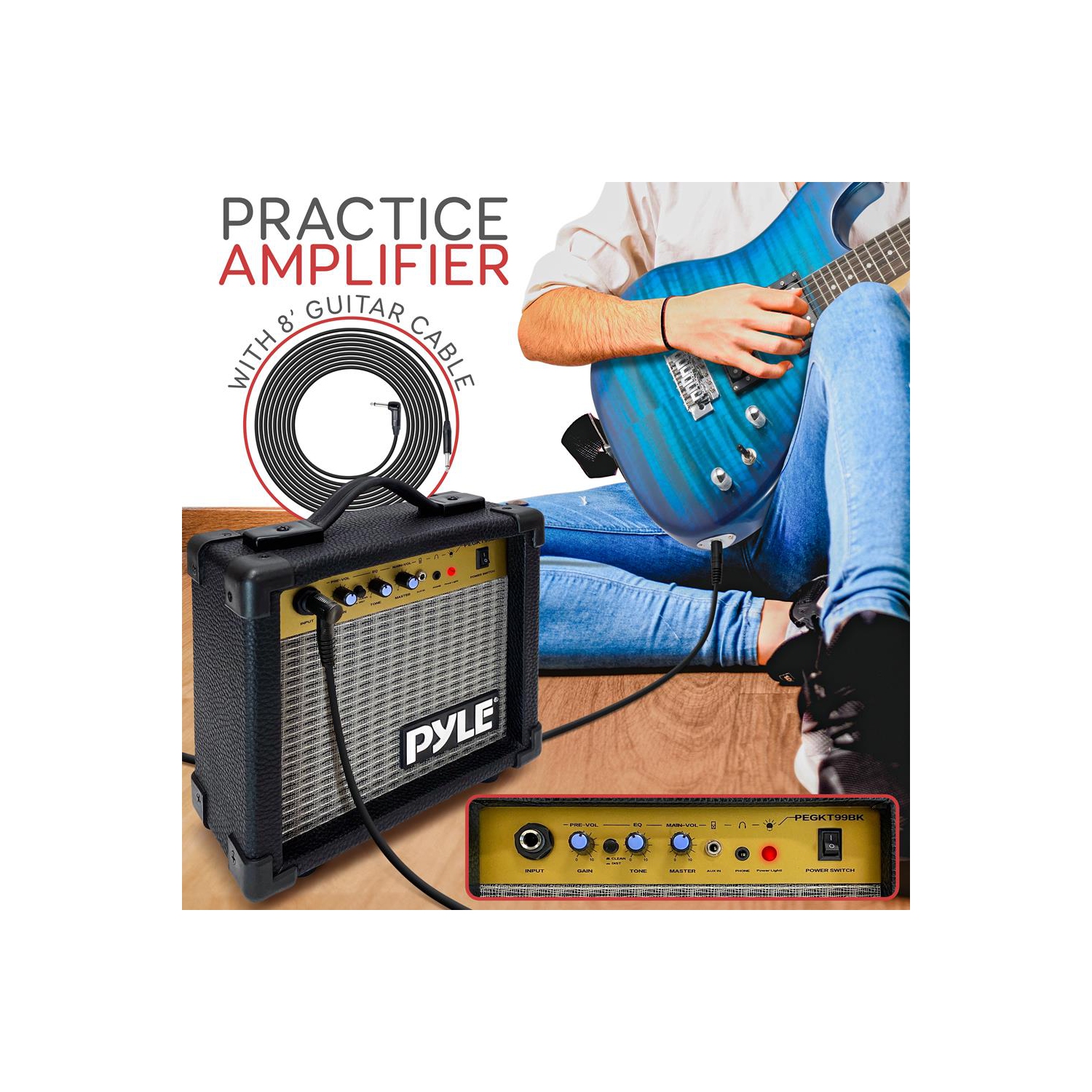 Ensemble guitare électrique à 6 cordes comprenant un amplificateur et une trousse d'accessoires