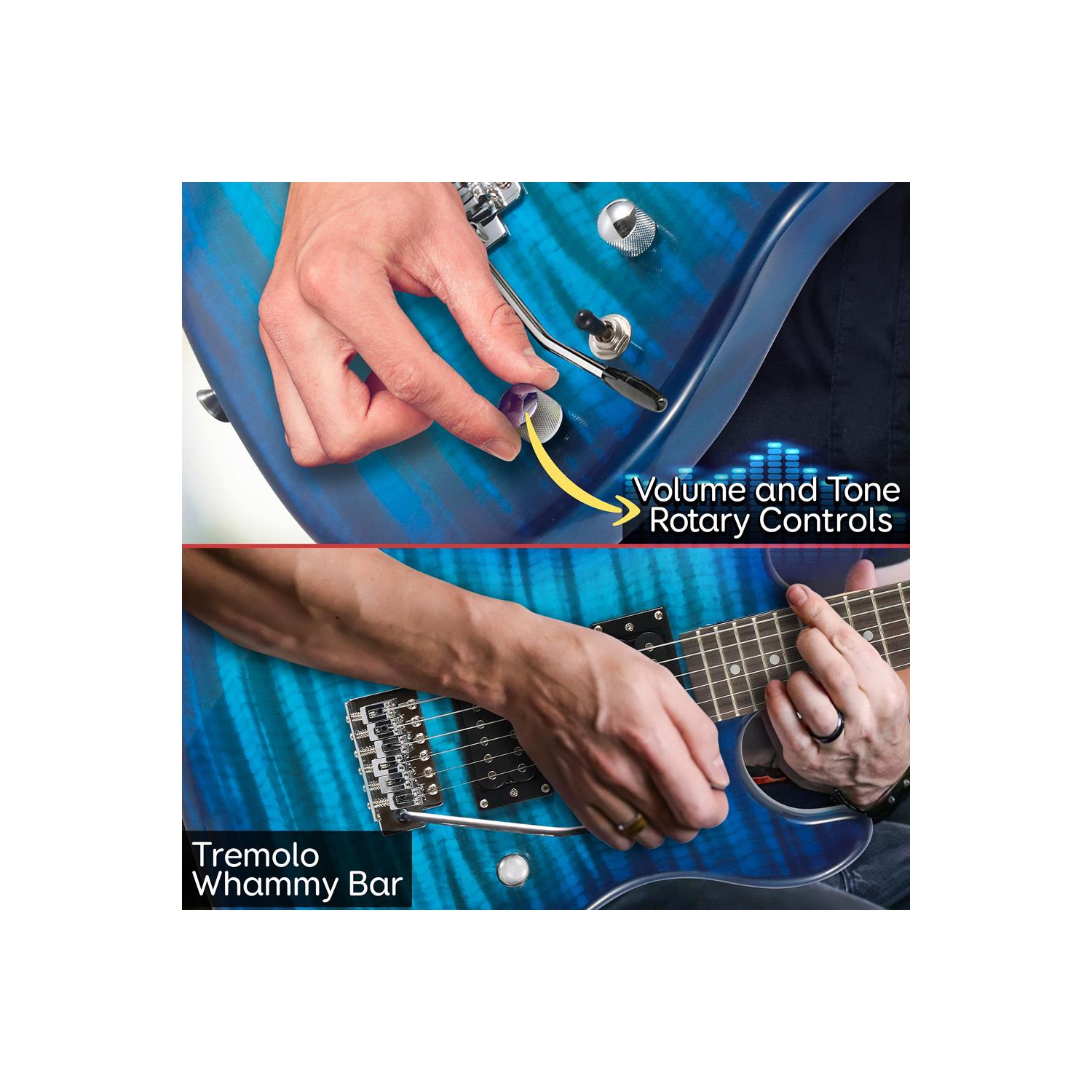 Ensemble guitare électrique à 6 cordes comprenant un amplificateur et une trousse d'accessoires