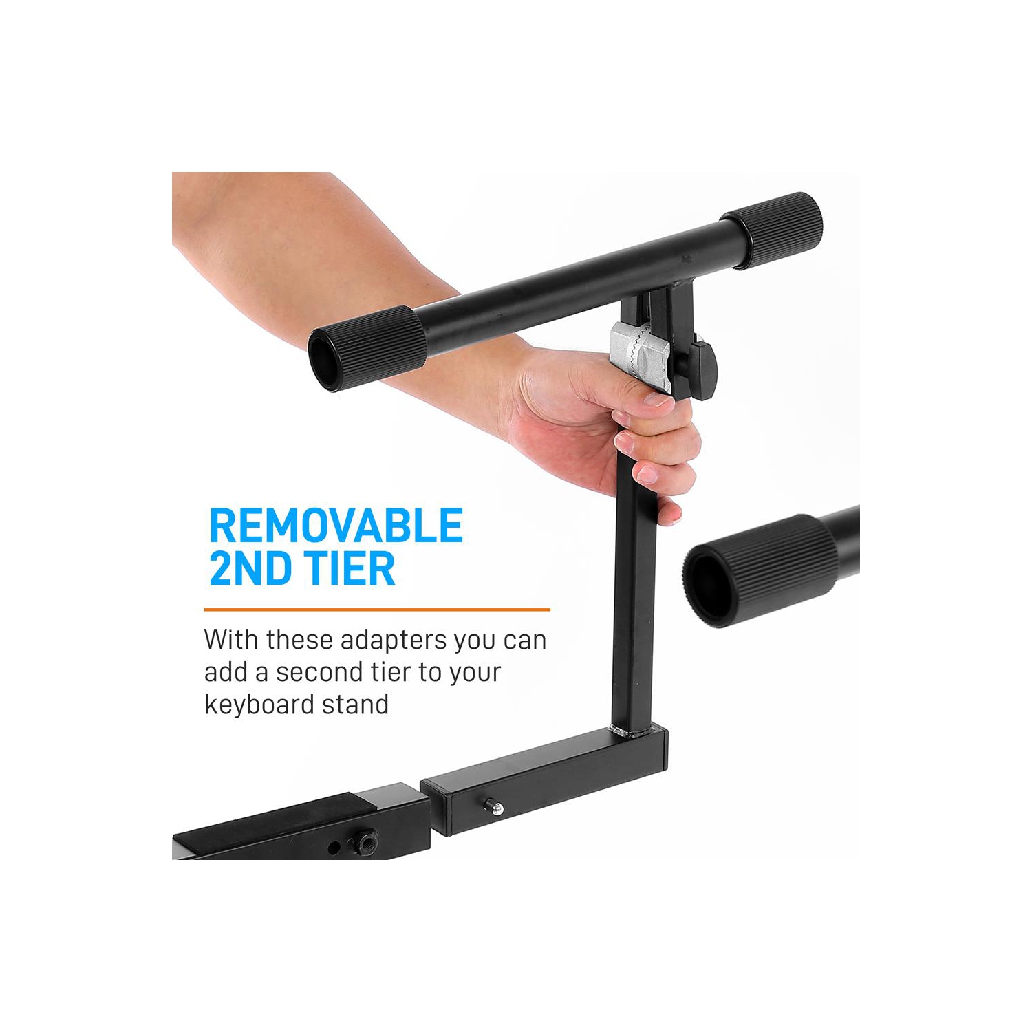 Heavy-Duty Music Stand with 2nd Tier - Z Style and Portable Stand with 2nd Tier with Height & With Adjustment