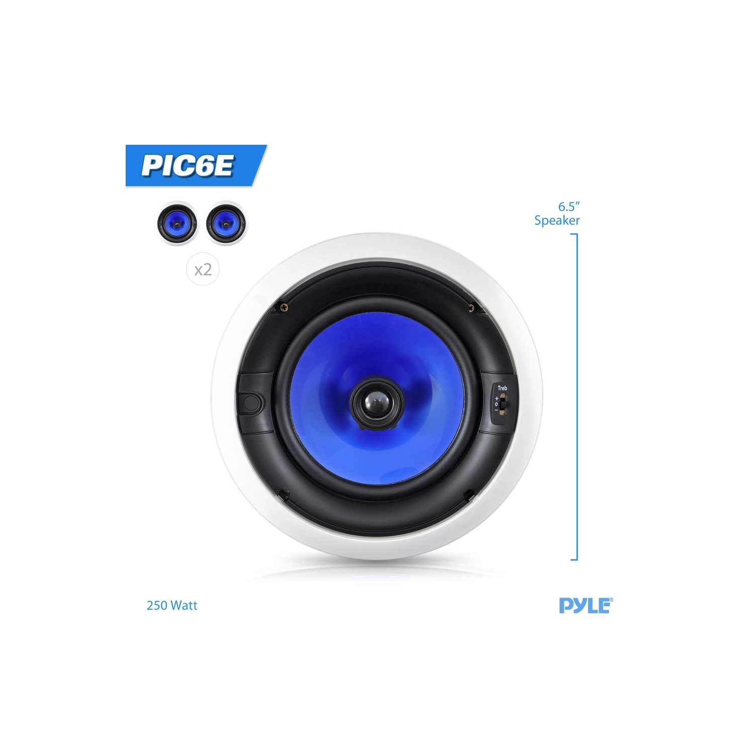 In-Wall / In-Ceiling Hi-Fi Speaker System - High Performance Home Speakers with Adjustable Treble Control