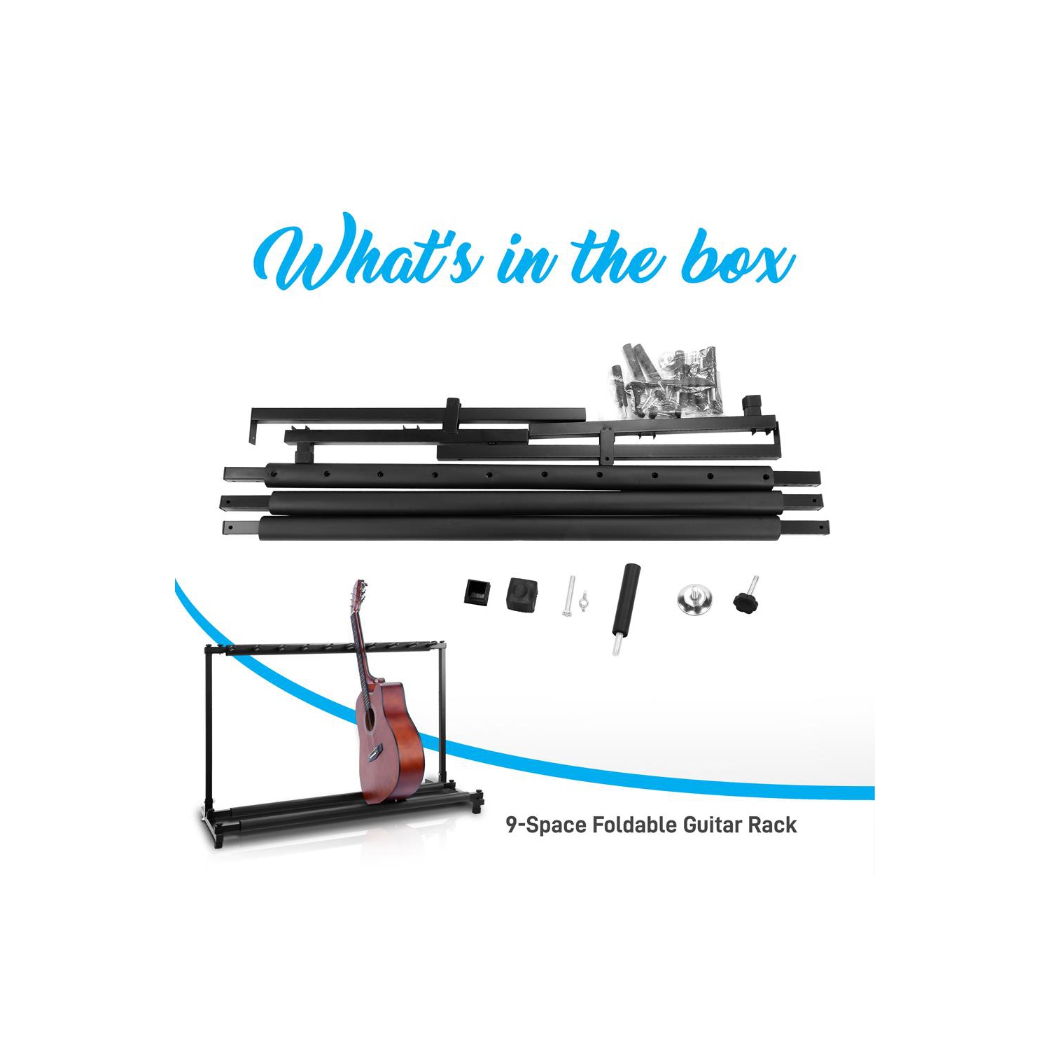 Support de guitare pliable à 9 espaces - Support de guitare, support de plancher pour plusieurs instruments