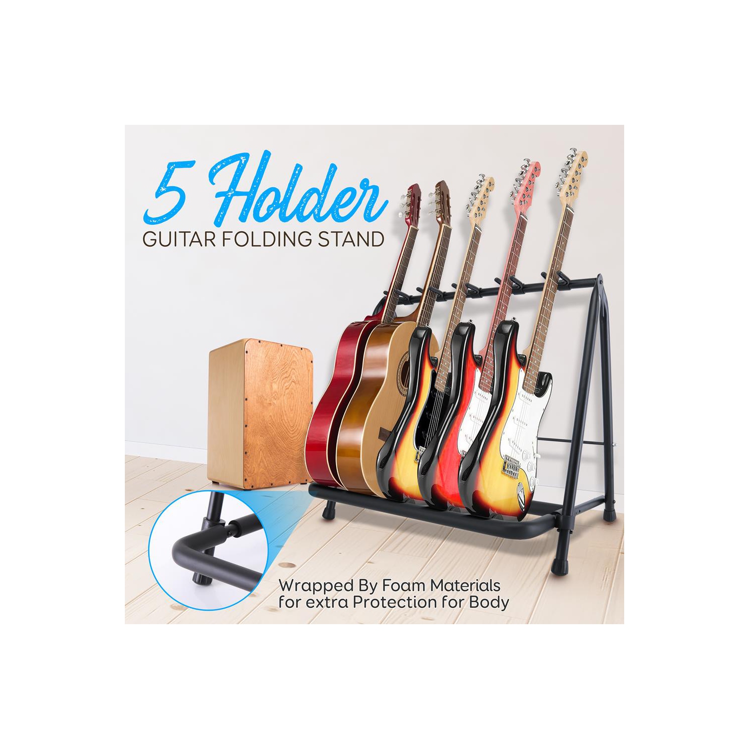 Support de guitare pliable à 5 espaces - Support de guitare, support de plancher pour plusieurs instruments