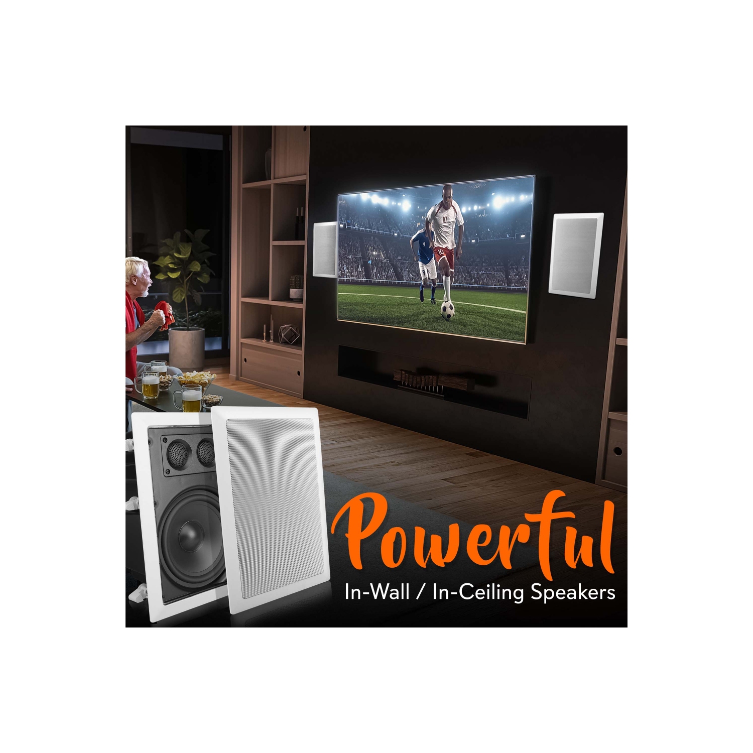 Système de haut-parleurs encastrables au mur/au plafond, 6,5 po, 2 voies, encastré, blanc