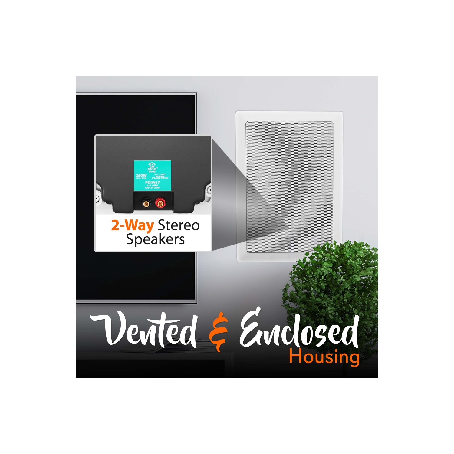 Système de haut-parleurs encastrables au mur/au plafond, 6,5 po, 2 voies, encastré, blanc