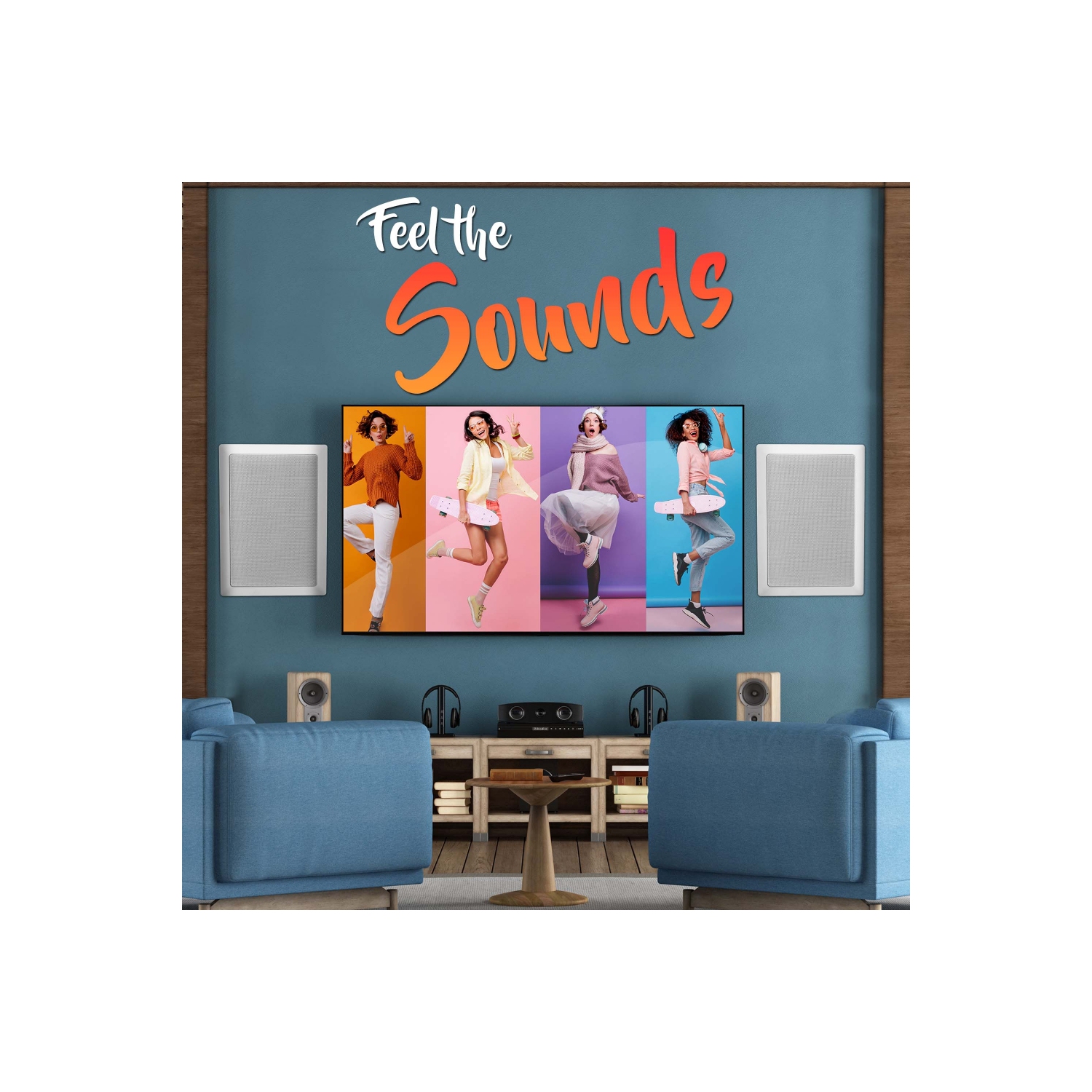 Système de haut-parleurs encastrables au mur/au plafond, 6,5 po, 2 voies, encastré, blanc