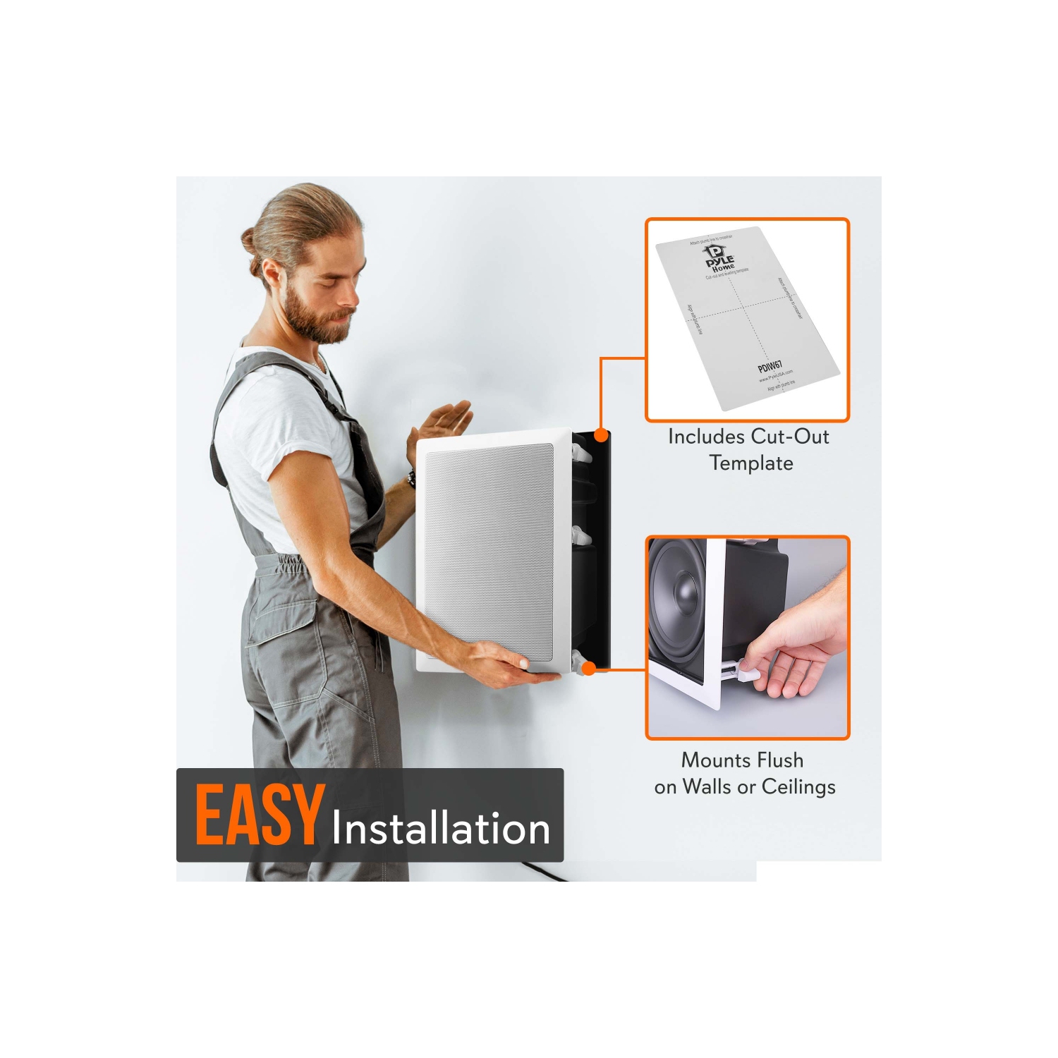 Système de haut-parleurs encastrables au mur/au plafond, 6,5 po, 2 voies, encastré, blanc