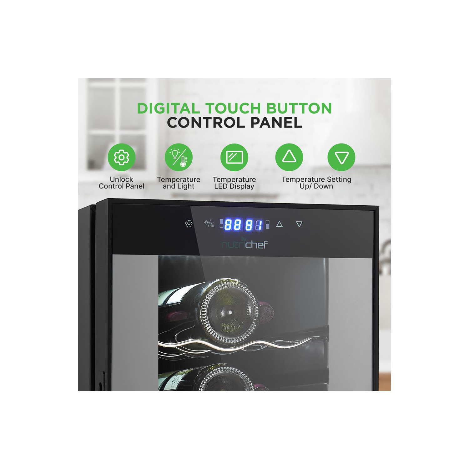 Wine Chilling Refrigerator Cellar - Dual-Zone Wine Cooler/Chiller, Digital Touch Button Control with Air Tight Seal, Placement for Standing Bottles