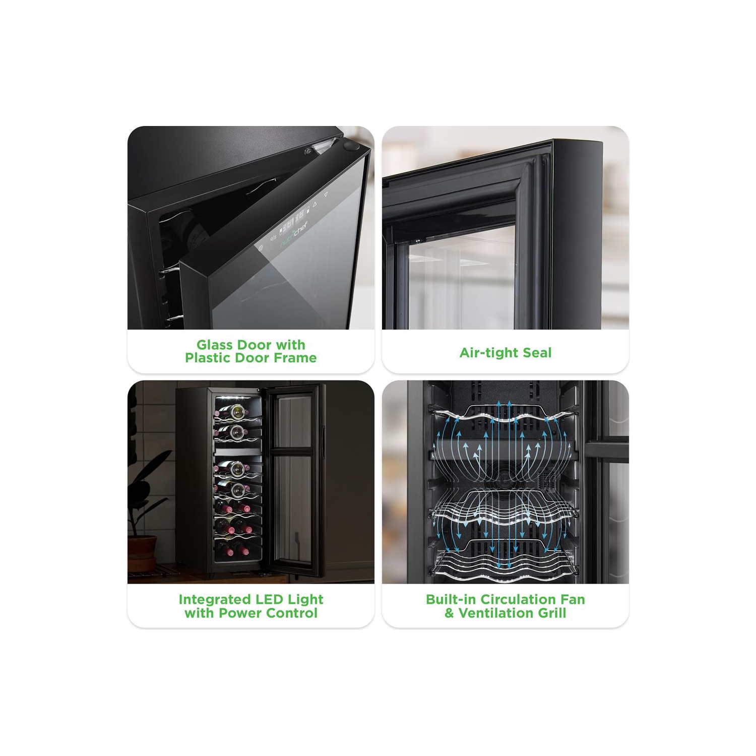 Wine Chilling Refrigerator Cellar - Dual-Zone Wine Cooler/Chiller, Digital Touch Button Control with Air Tight Seal, Placement for Standing Bottles