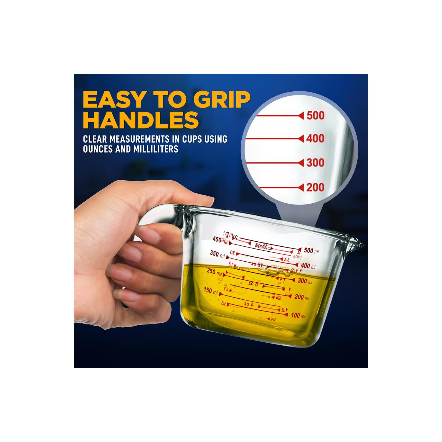 500 ml. High Borosilicate Glass Measuring Cup with Customized Decal Scale