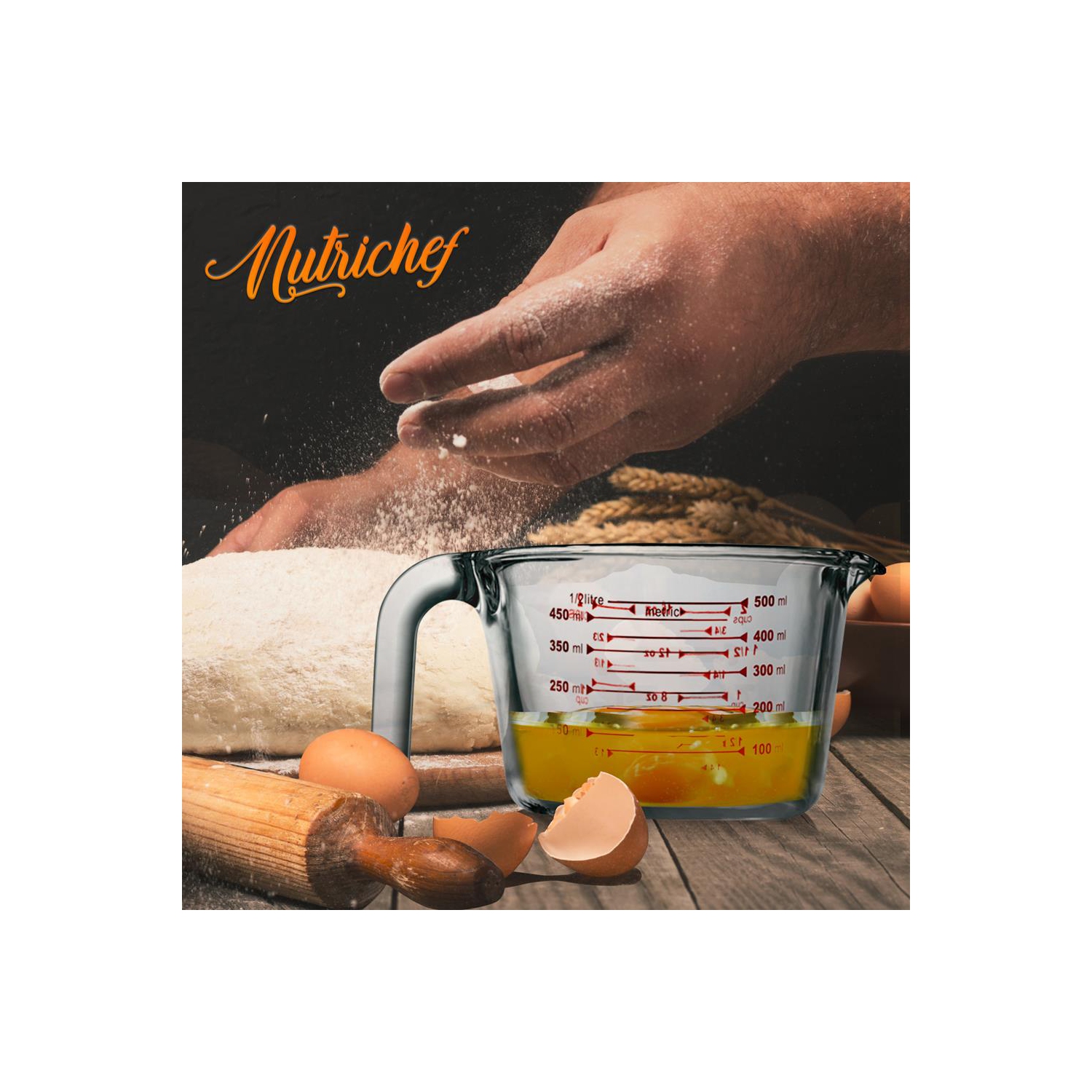 500 ml. High Borosilicate Glass Measuring Cup with Customized Decal Scale