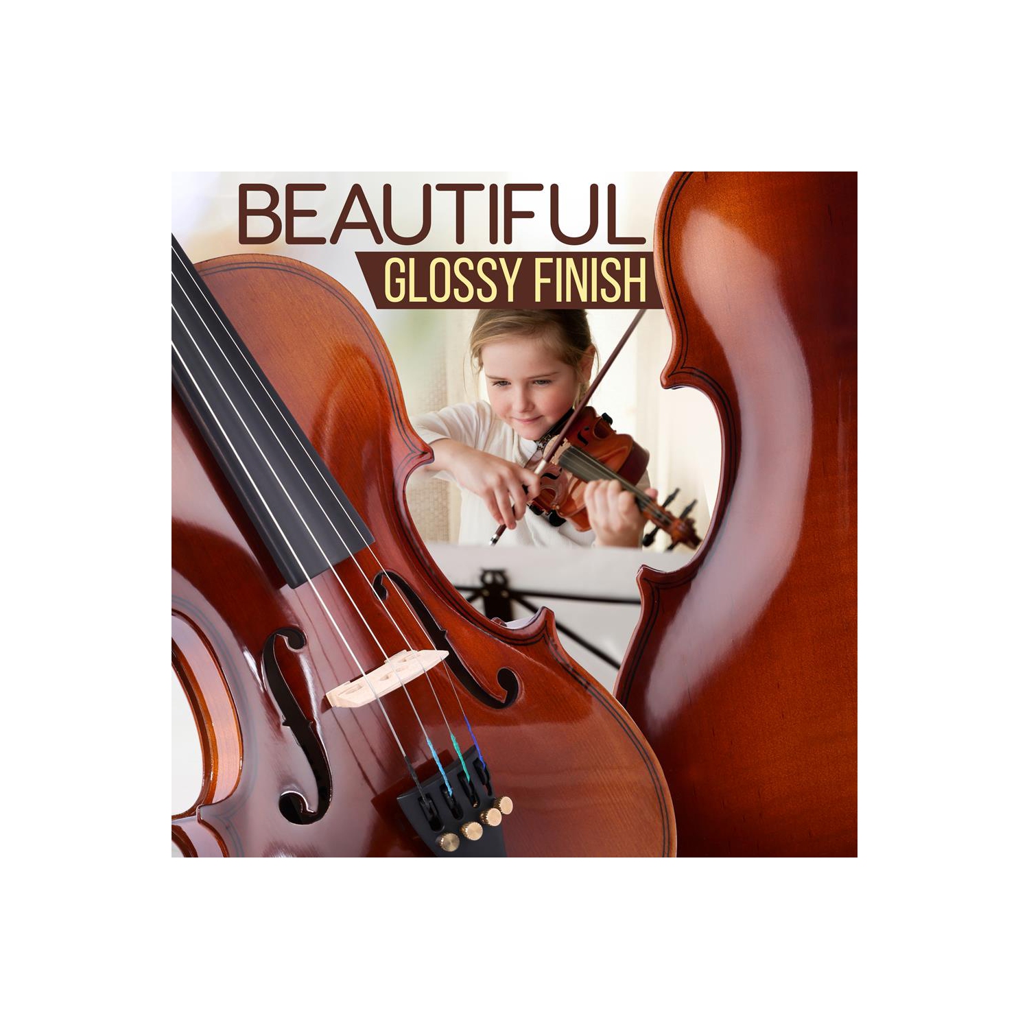 Plywood Violin Stringed Instrument - Student Grade Violin with Accessory Kit Included