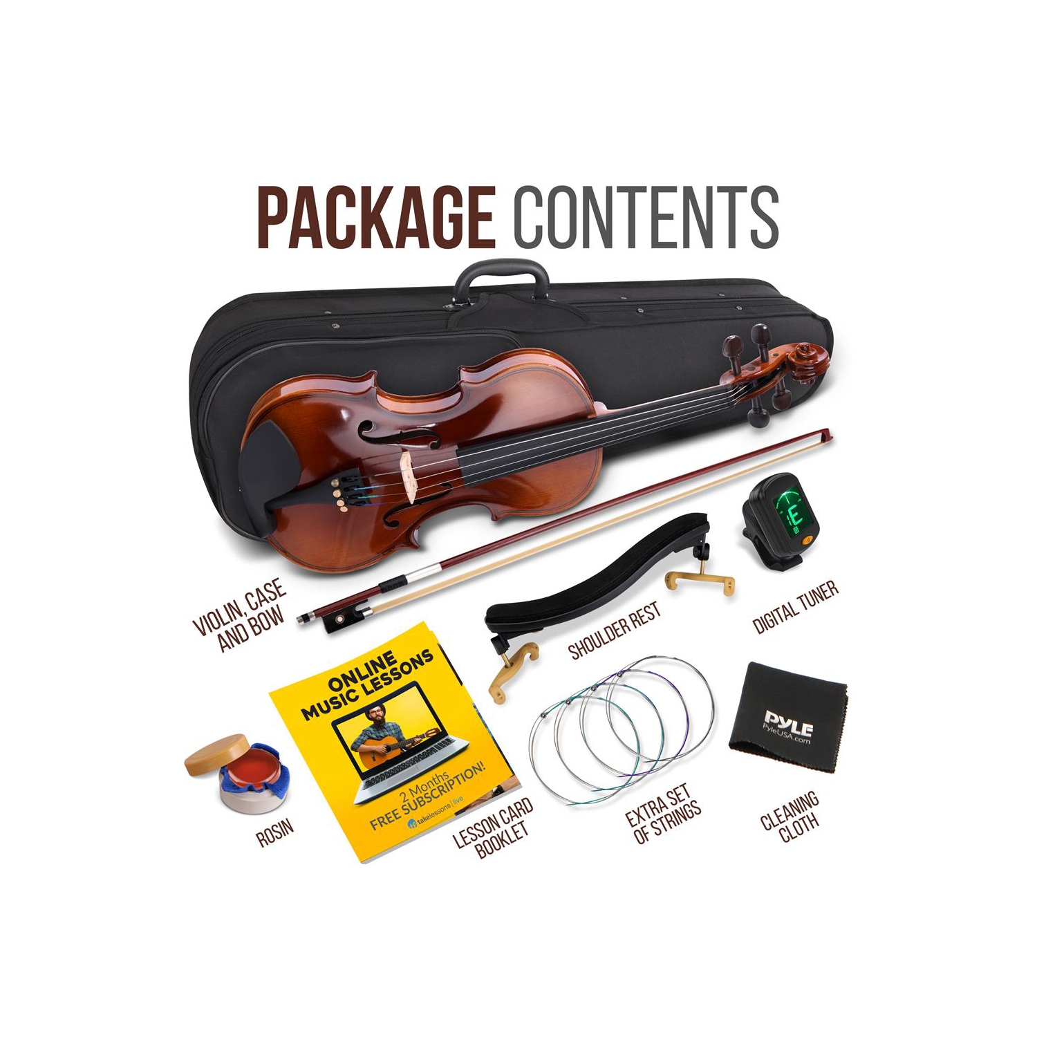 Plywood Violin Stringed Instrument - Student Grade Violin with Accessory Kit Included