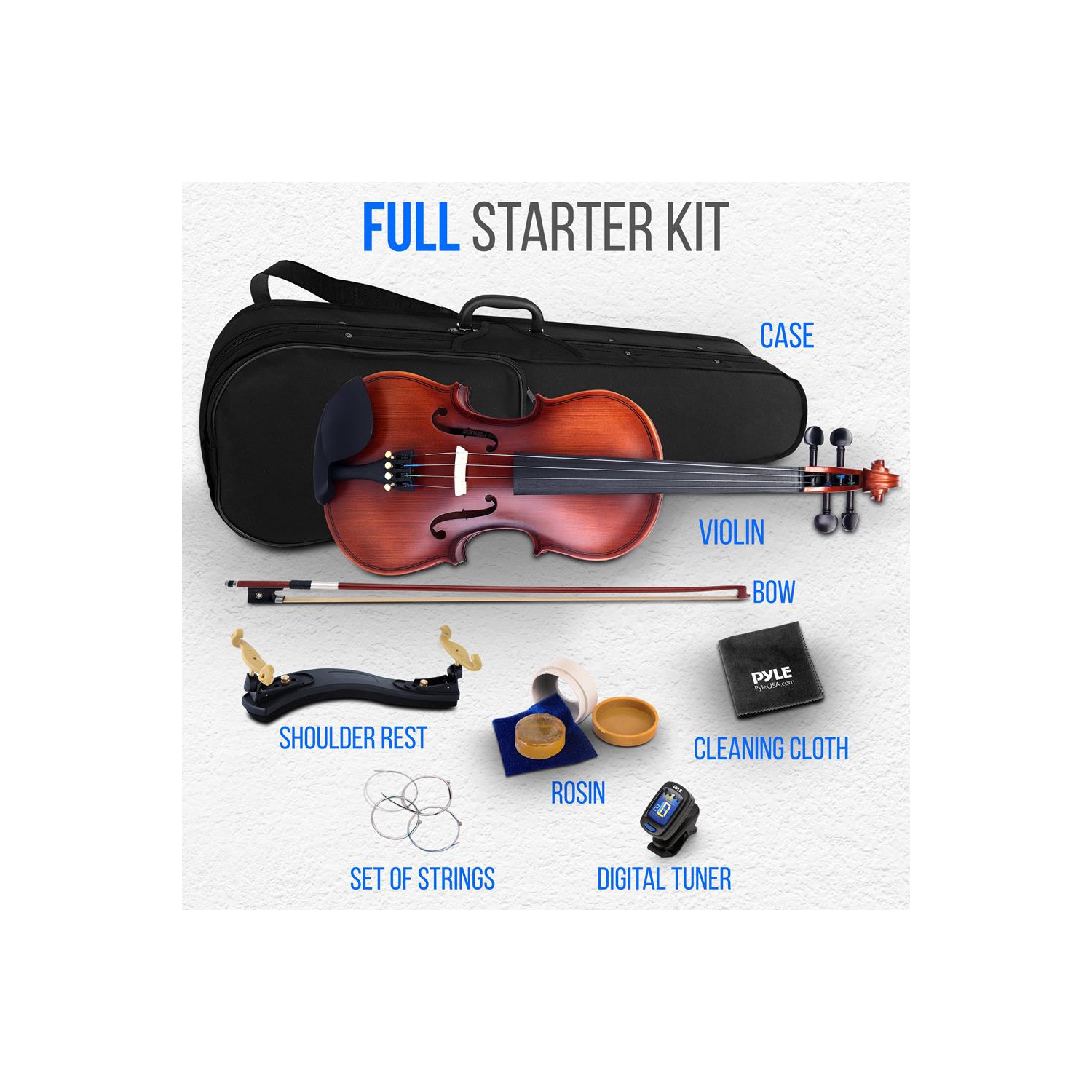 Instrument à cordes de violon en contreplaqué - violon de qualité étudiant avec trousse d'accessoires incluse