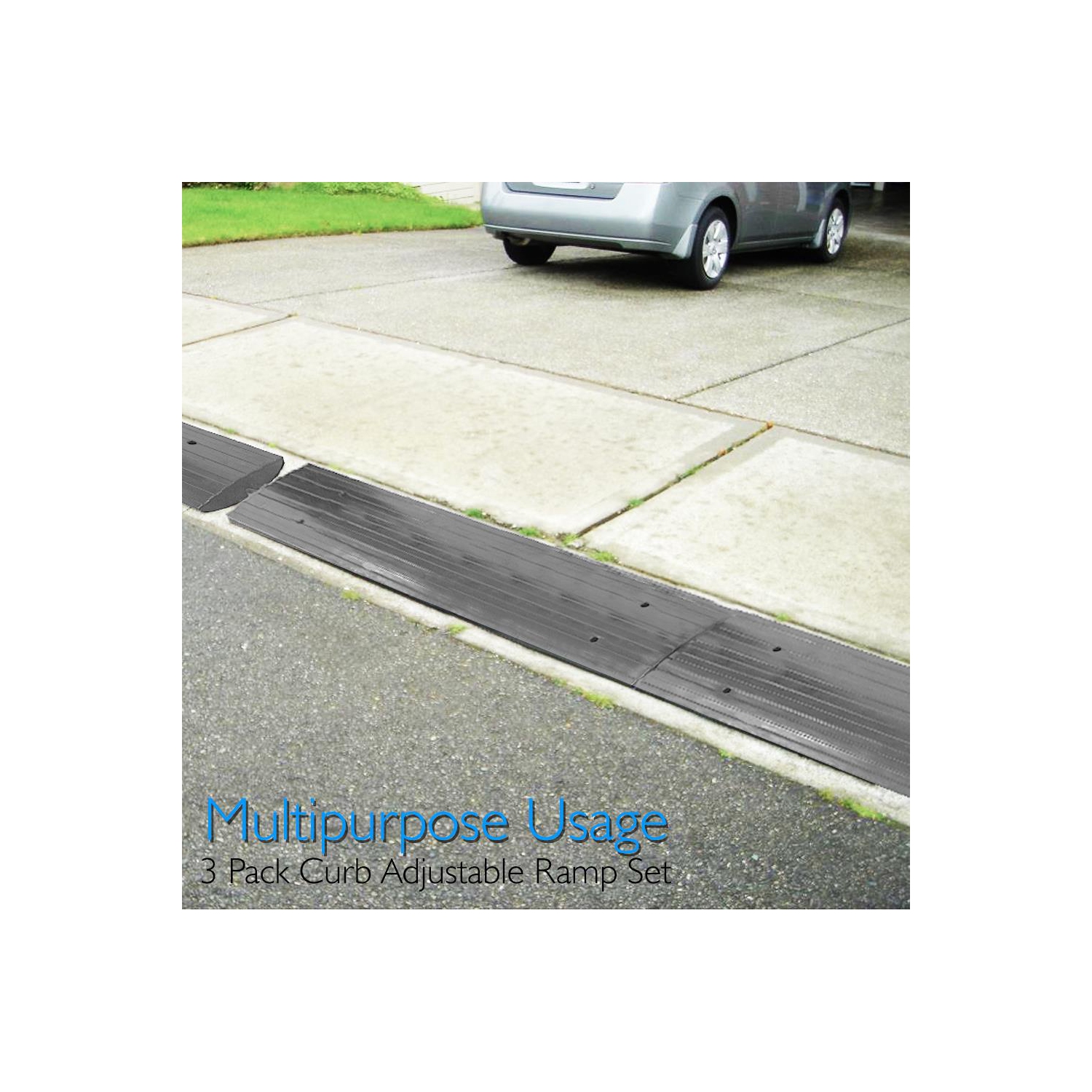 Car/Truck Curb Ramp - Driveway Rubber Threshold Car Curb-Side Bridge