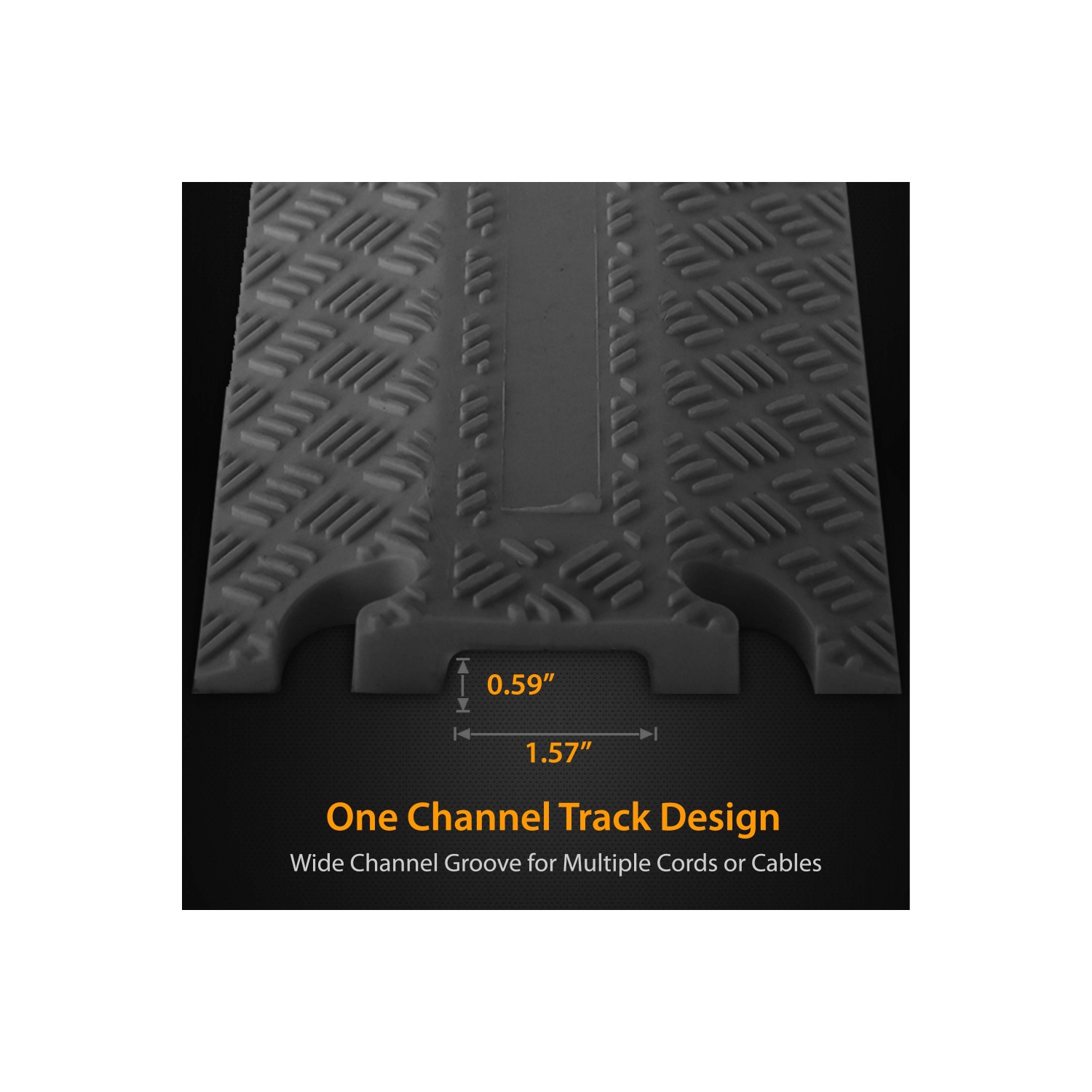 Pyle Cable Protection Ramp Cover – Heavy-Duty Single Channel Cord & Hose Track, Supports 11,000 lbs, 1.57’’ x 0.59’’, Indoor/Outdoor Floor Cable